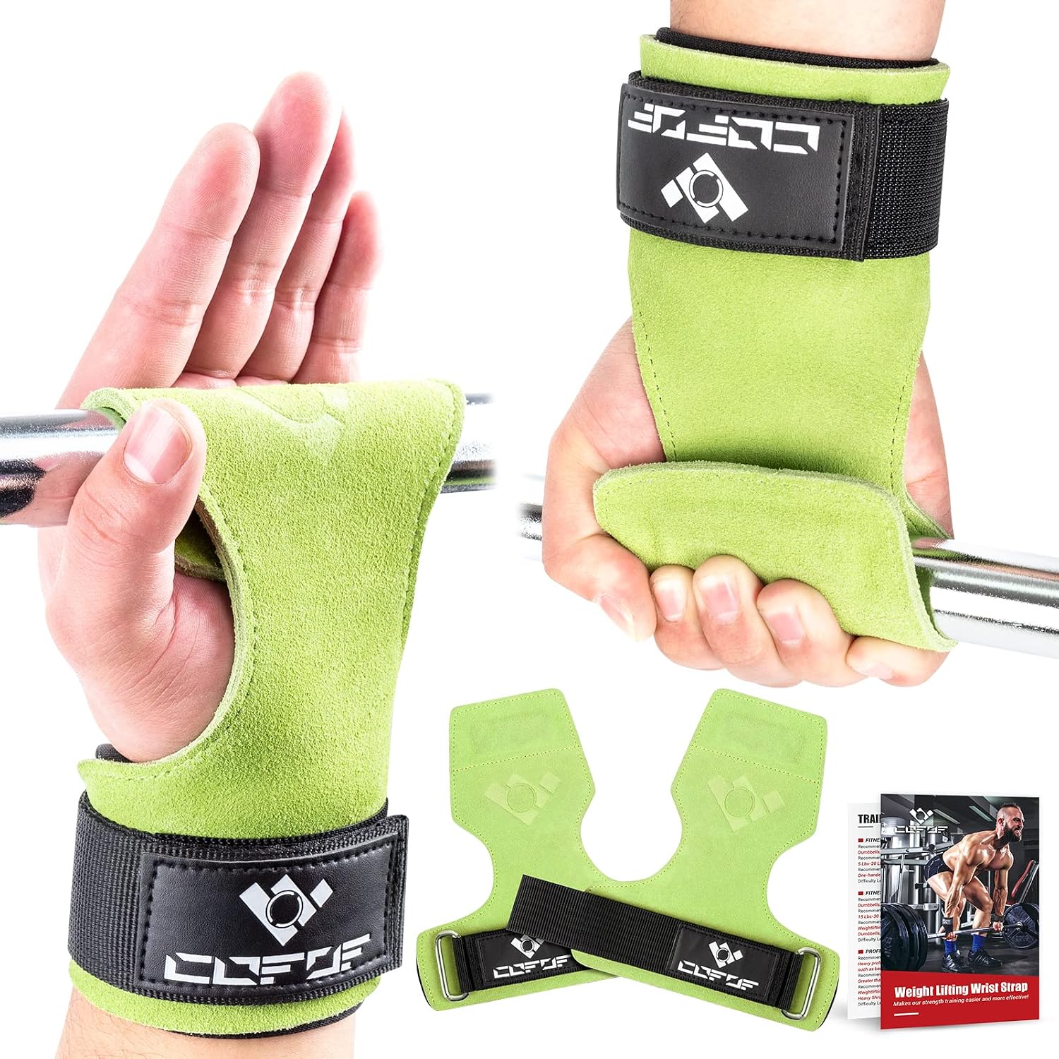 Detalle de COFOF Double-Layer Leather Weightlifting Straps with Adjustable Neoprene Padding