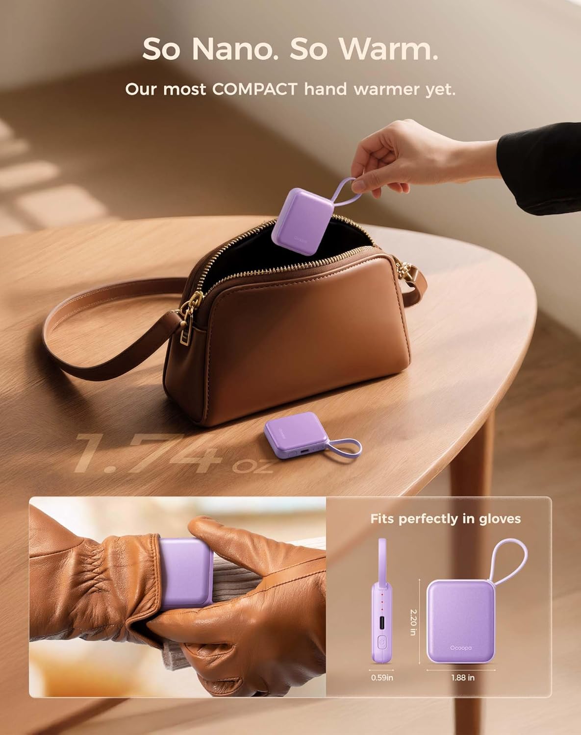 Thumbnail 1 de OCOOPA UT5 Nano Hand Warmer: Ultra-Slim, Rechargeable with Smart Temp Control