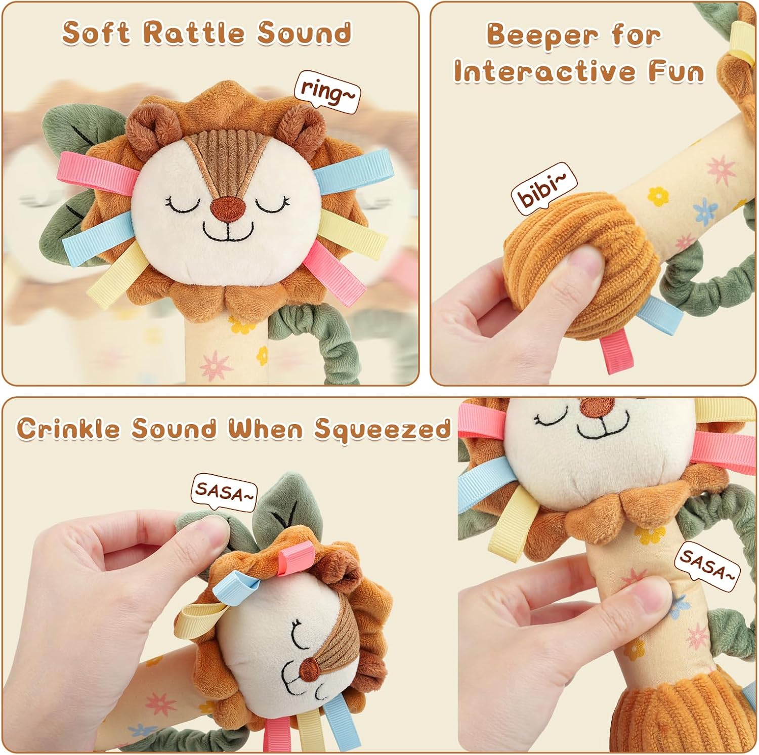 Detalle de TYRY.HU Plush Lion baby rattle toy