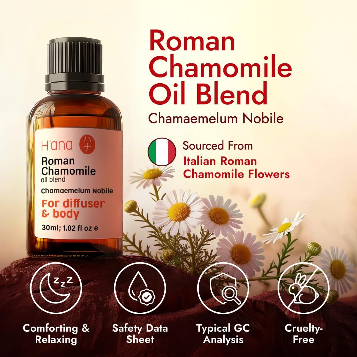 Thumbnail 5 de H’ana Roman Chamomile Essential Oil (1 fl oz) – 100% pure Roman chamomile for aromatherapy, skin care and DIY