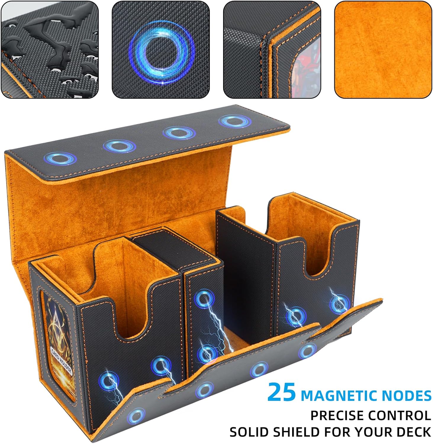Thumbnail 4 de AFIING MTG Commander Deck Box 200 Double Sleeved Cards Storage – 3-in-1 Magnetic Card Case Organizer