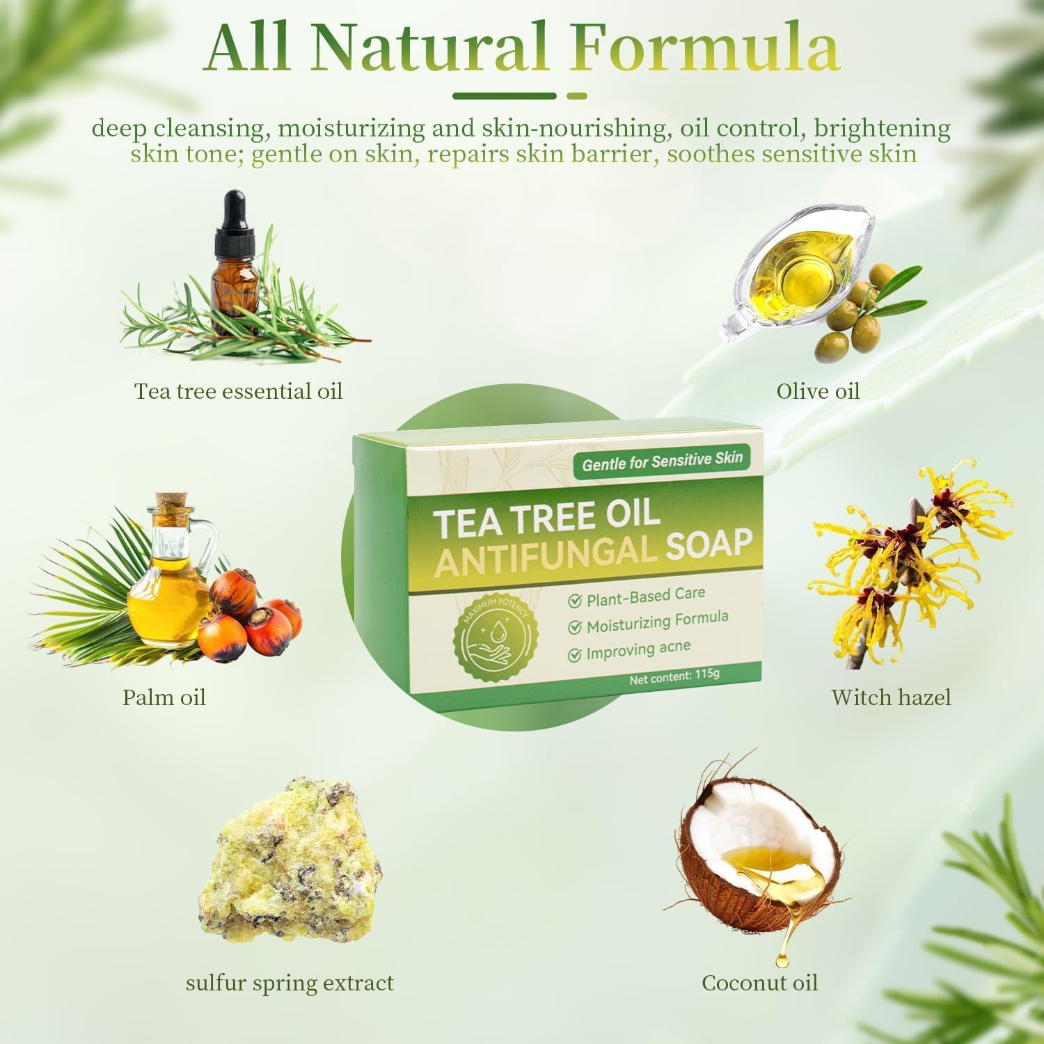 Thumbnail 1 de YIREG Tea Tree Soap 3-Pack, 100 g Bars for Face, Body & Hands