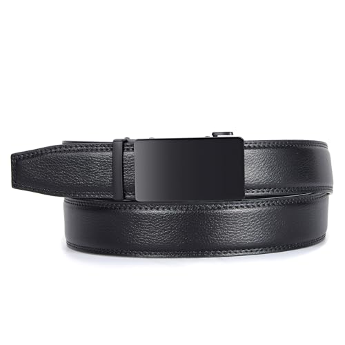Detalle de VATAN Ceinture Homme Réglable à Cliquet en Cuir – Classique, Noir, 115 cm (34-38')