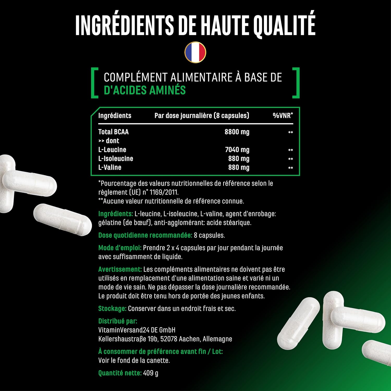 Thumbnail 4 de GEN GERMAN ELITE BCAA 320 gélules 💊