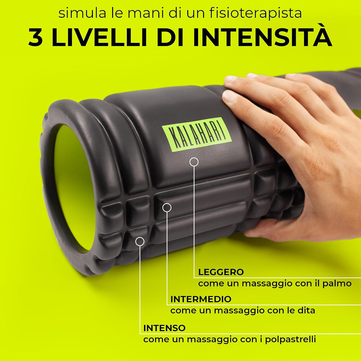 Detalle 2 de KALAHARI Foam Roller Set 3‑in‑1 per automassaggio e trigger point 🧘