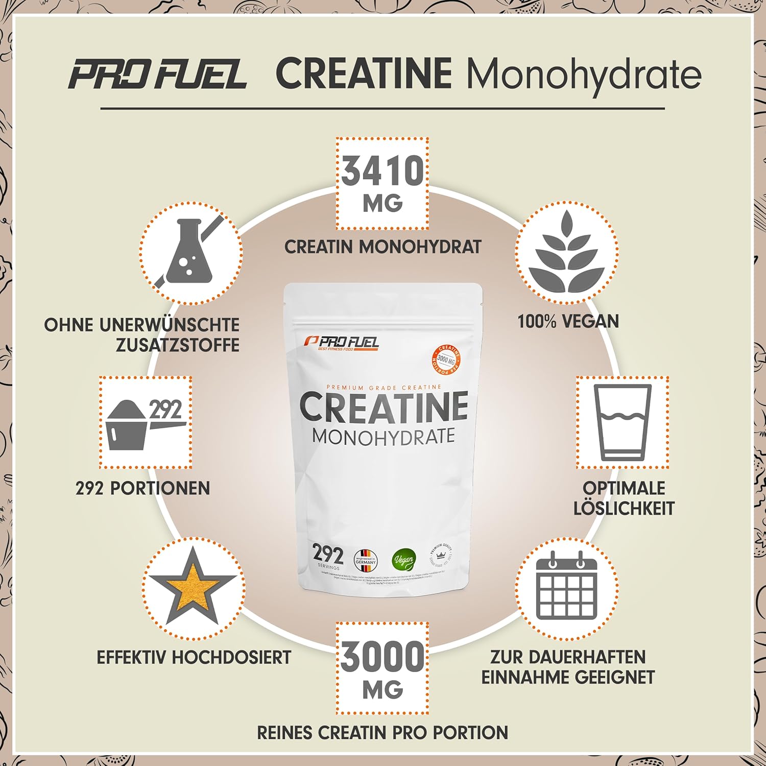 Thumbnail 1 de Creatin Monohydrat Pulver 1kg 3 g pro Portion