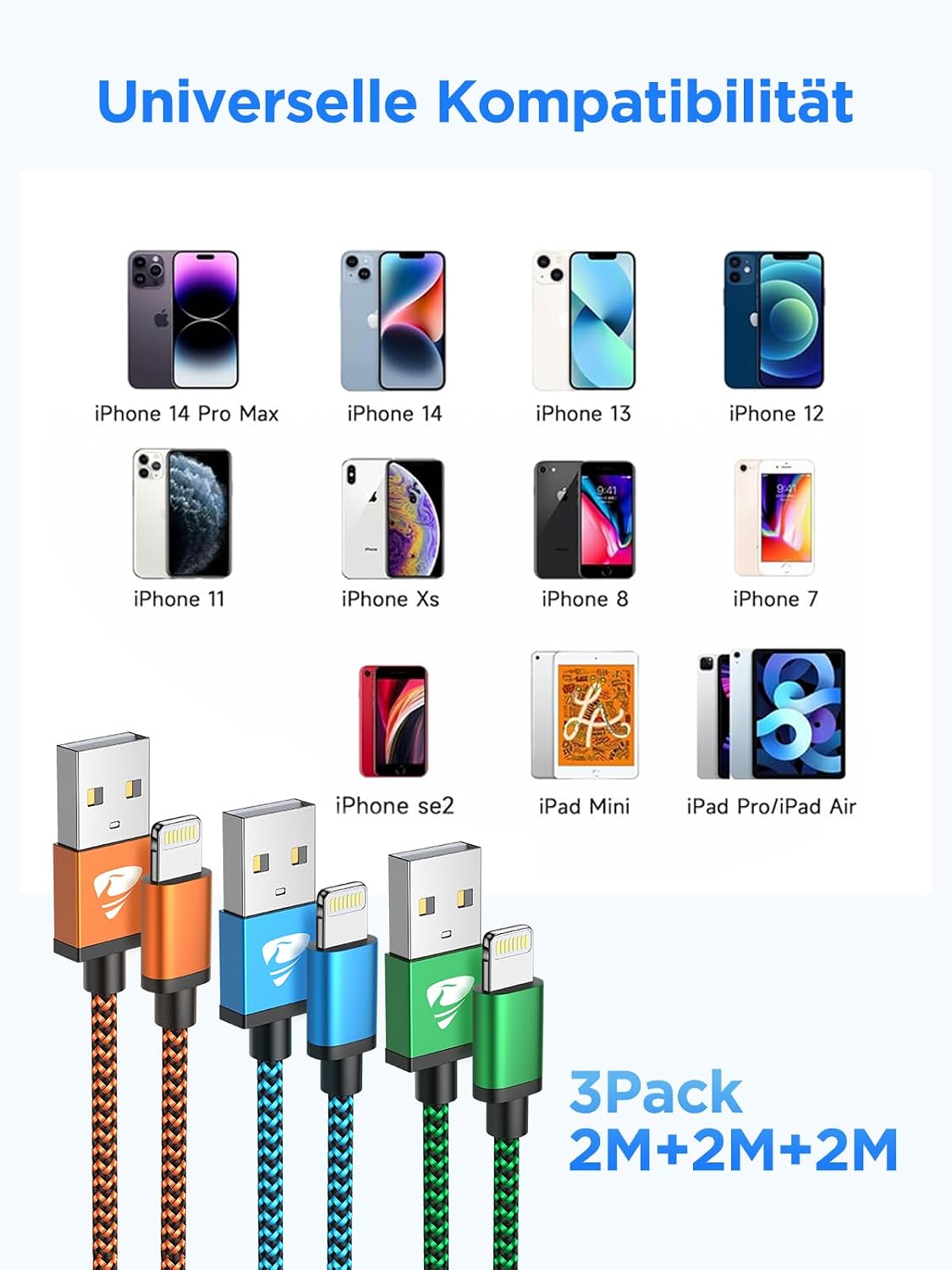 Thumbnail 6 de iPhone Ladekabel 2M 3Pack Lightning 3A