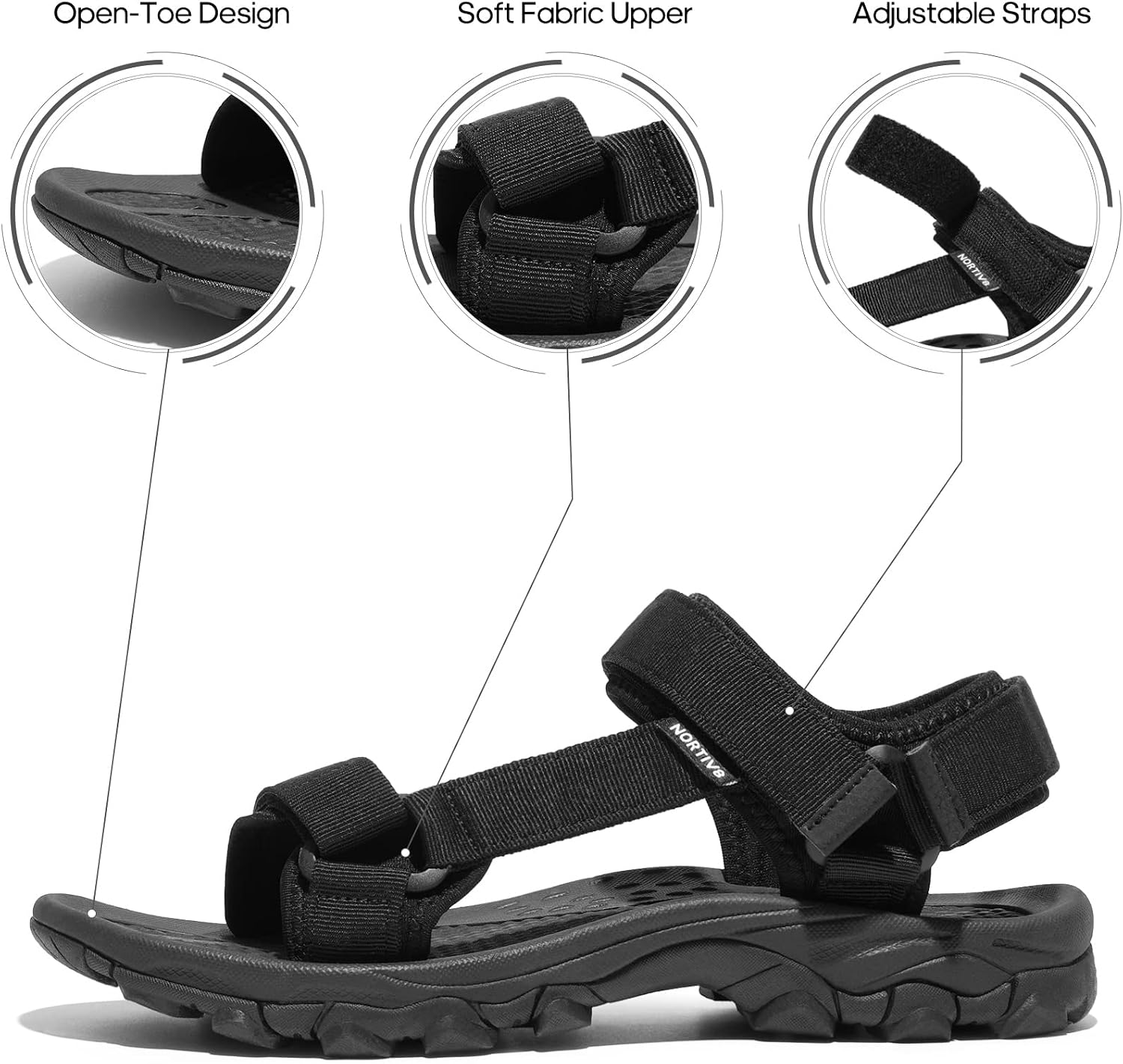 Detalle de NORTIV 8 Herren Wandersandalen – trockene Füße, stabiler Halt beim Outdoor-Spaß