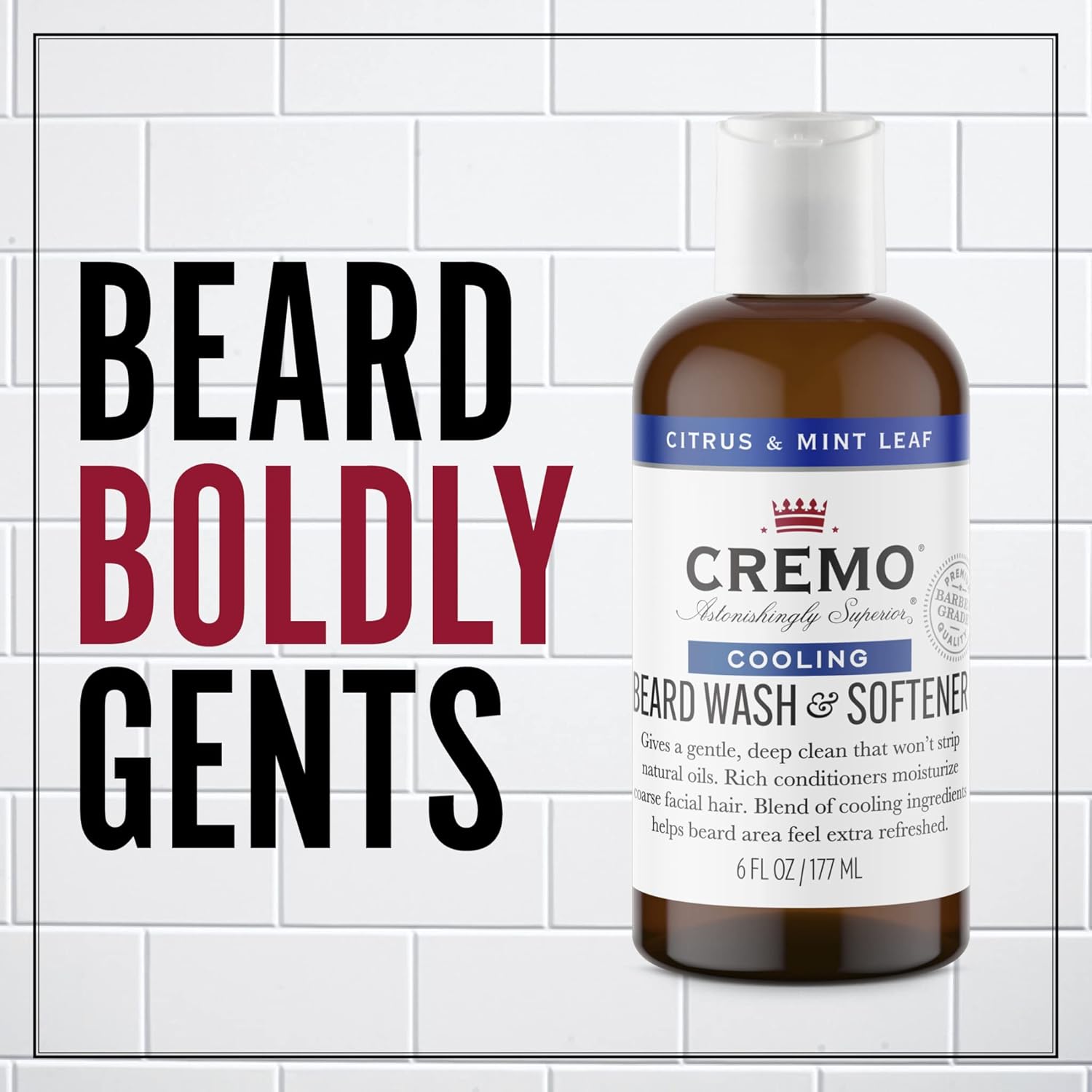Detalle de CREMO Cooling Shampooing Revitalisant pour Barbe – 2-en-1 rafraîchissant, 177 ml