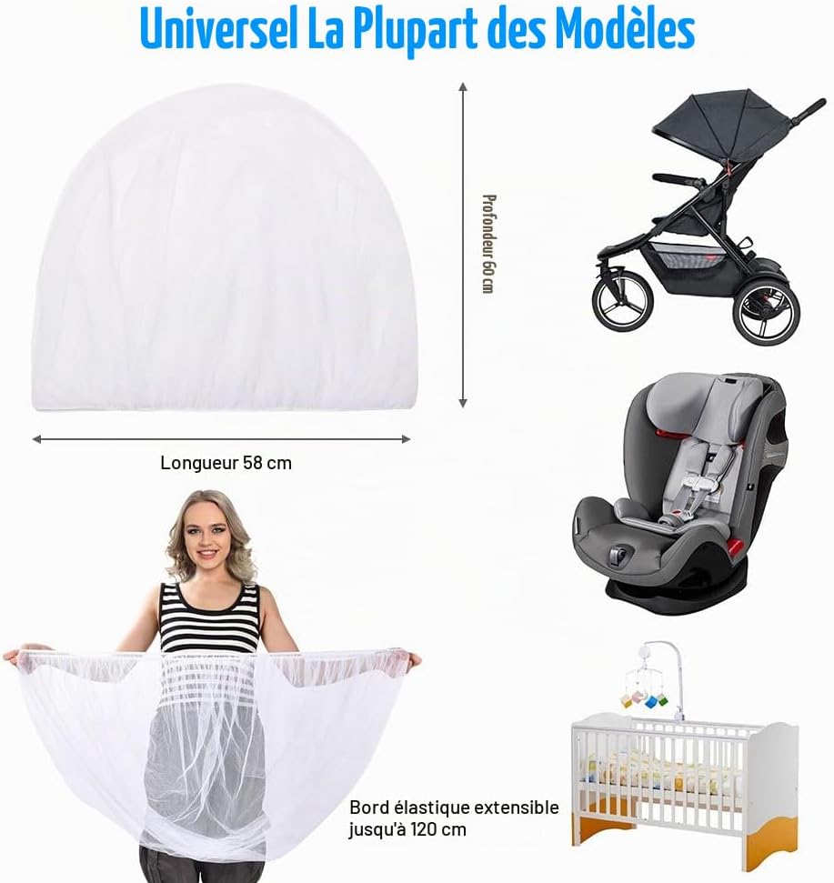 Detalle 2 de Vicloon V-QZWZ-FT-FBA universeel insectennet voor kinderwagen, wieg en box
