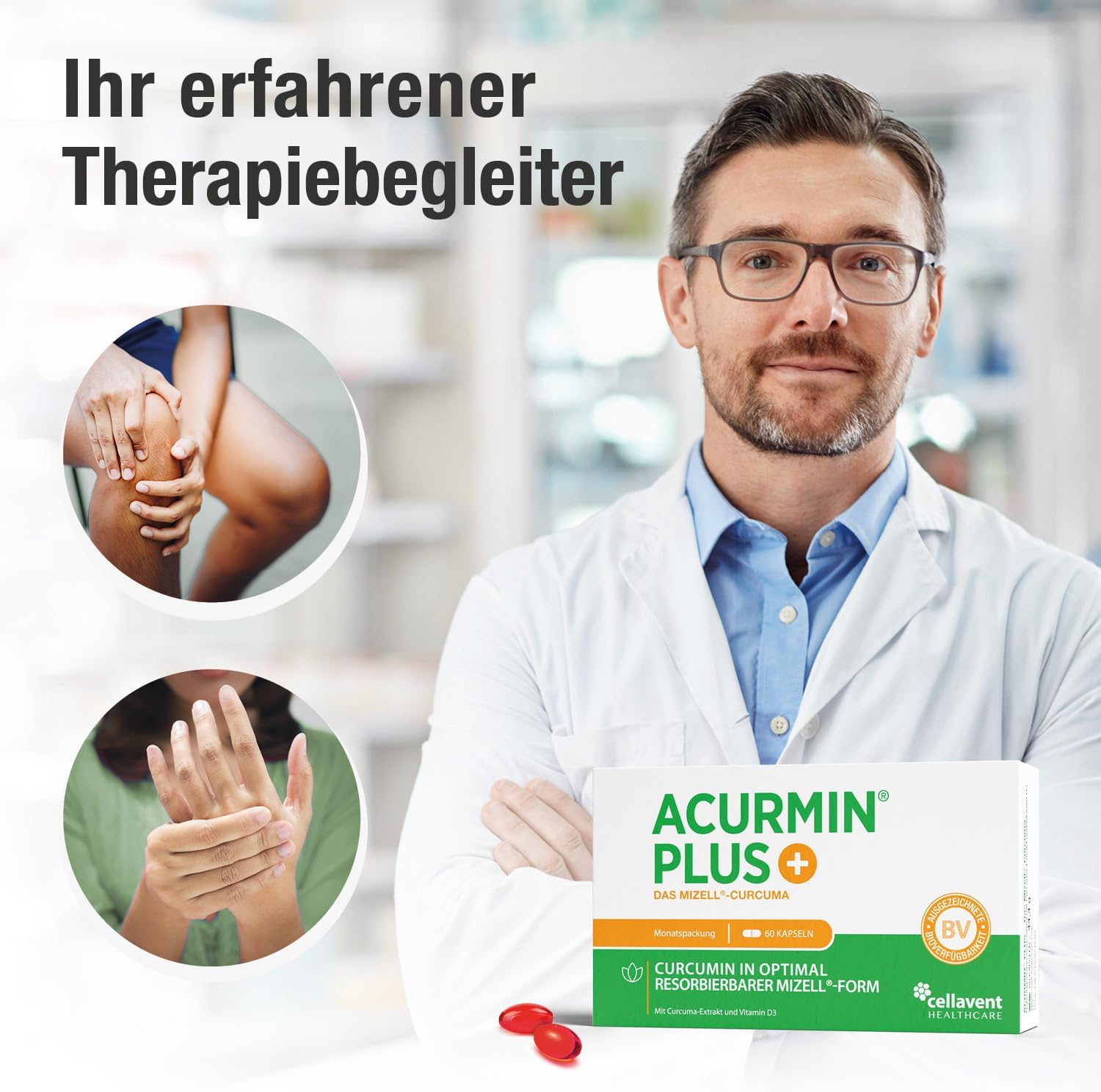 Detalle 2 de ACURMIN PLUS 185x effektivere Kurkuma Kapseln – 60 Softgelkapseln, 95% Curcumin, Mizellen-Technologie, 10.000 mg Kurkuma-Äquivalent/Tag