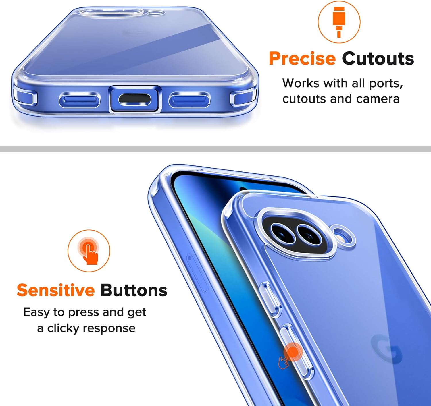 Thumbnail 6 de ivoler Google Pixel 10a Phone Case with 2 Pieces Tempered Glass – Military-Grade Protection, Clear