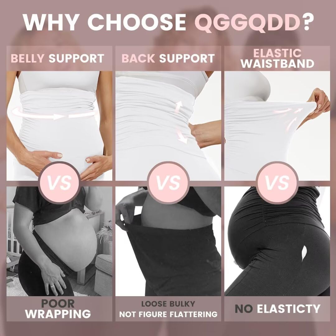 Detalle 2 de QGGQDD Maternity Biker Shorts Over Belly High Waisted