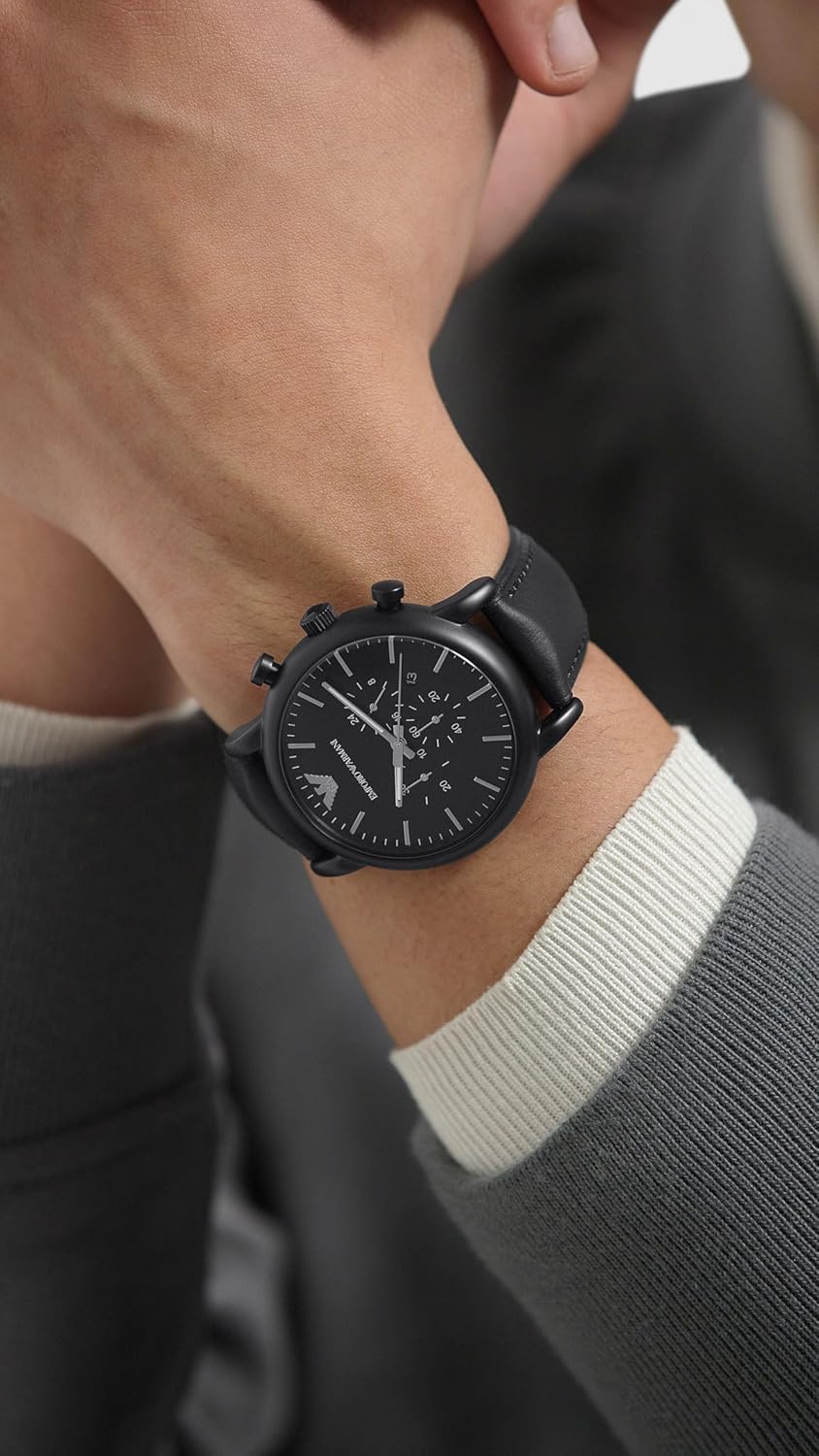 Detalle de Emporio Armani orologio da uomo con cassa in acciaio da 46 mm e cronografo