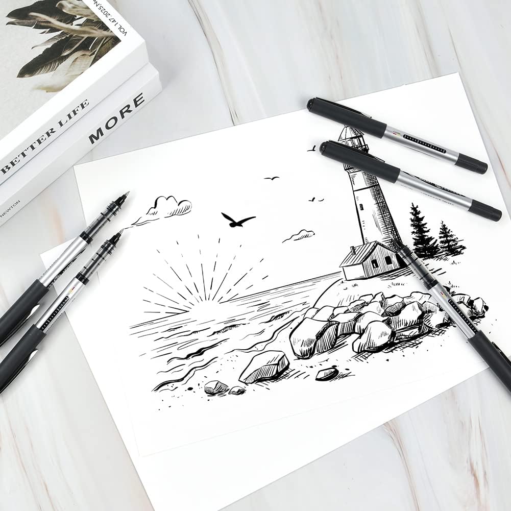 Detalle de OFFCUP Liquid Ink Rollerball Pen (10-pack), 0.5mm Quick-Drying Gel Pens in Black
