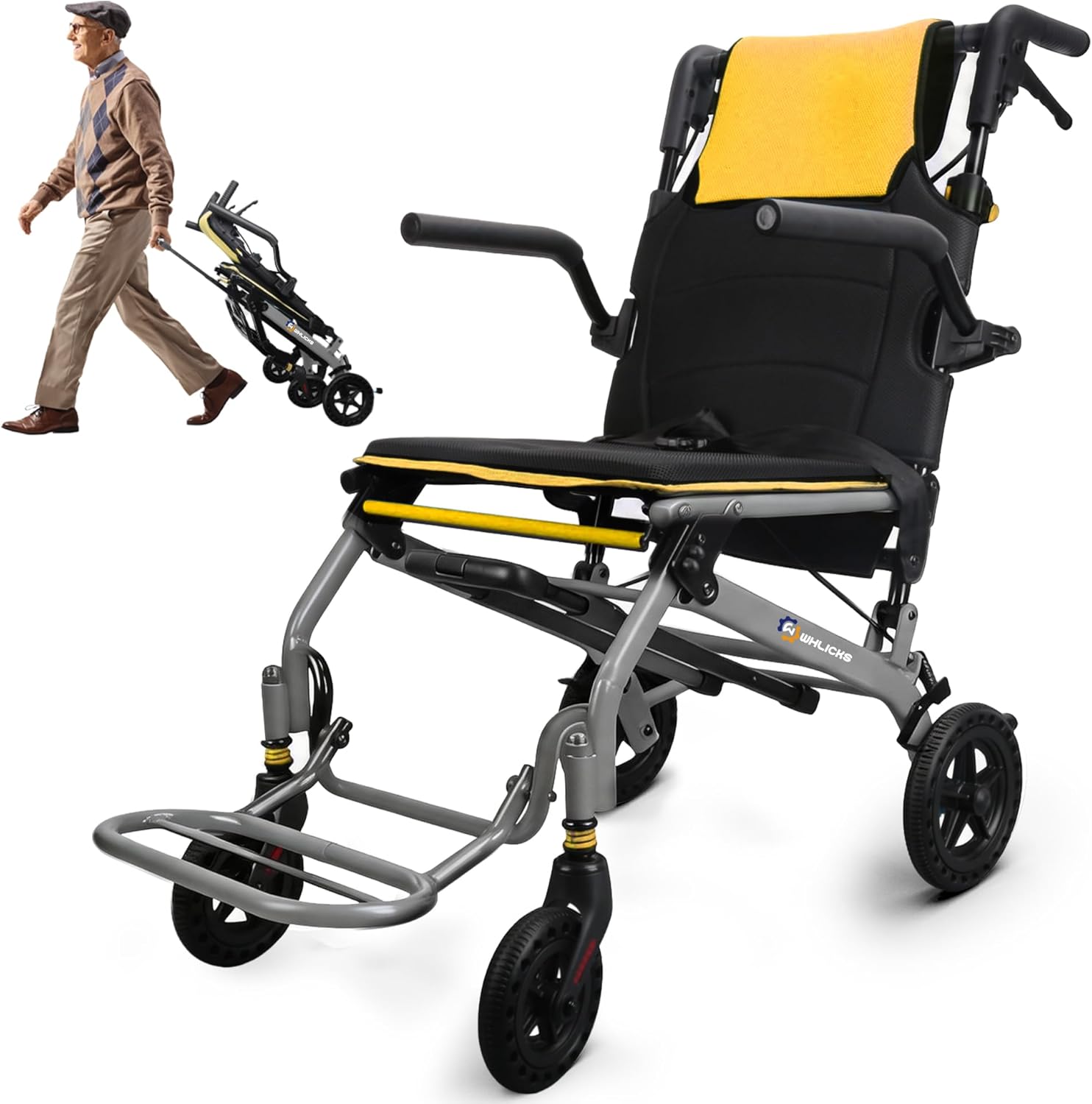 Detalle de Lightweight foldable wheelchair, 17" 🚶