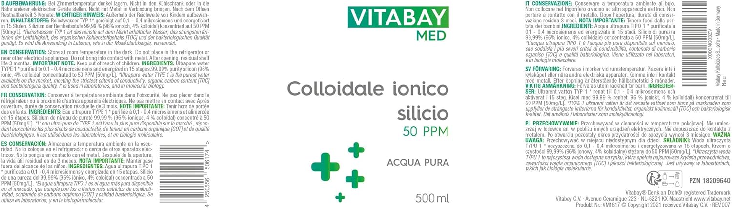 Thumbnail 3 de Silice colloidale 50 PPM altamente concentrata (99,99%) in flacone da 500 ml
