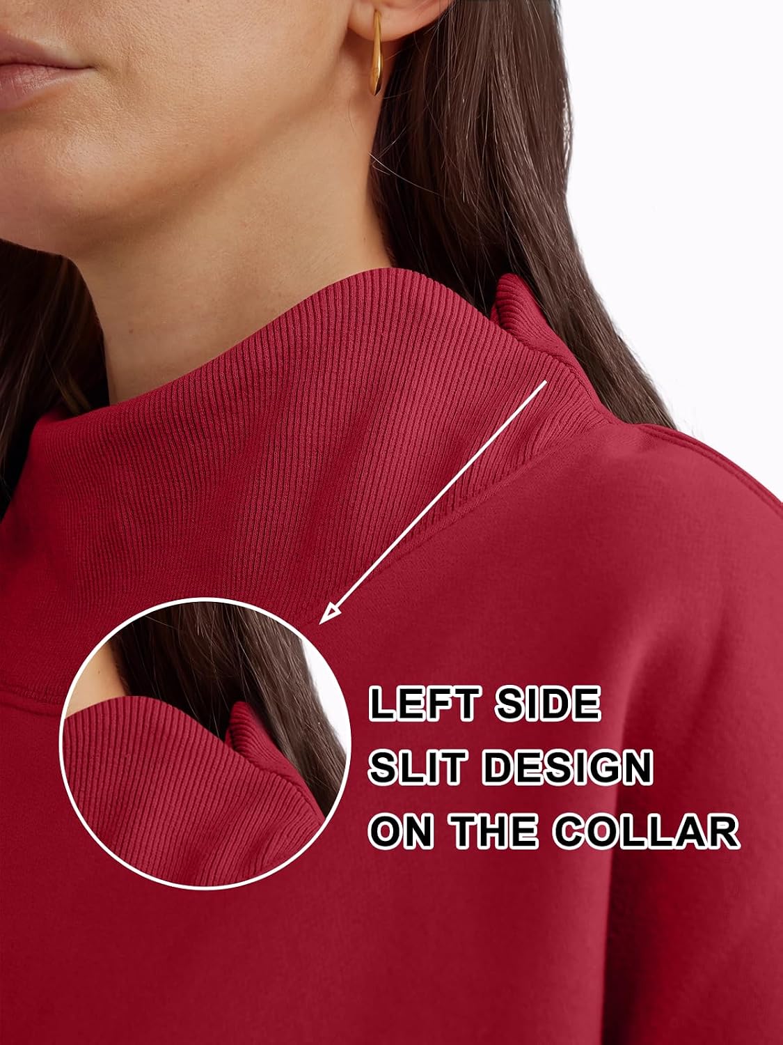 Detalle 2 de Trendy Queen Women's Mock Neck Oversized Sweatshirt – Cozy Fleece Pullover for Fall 2026