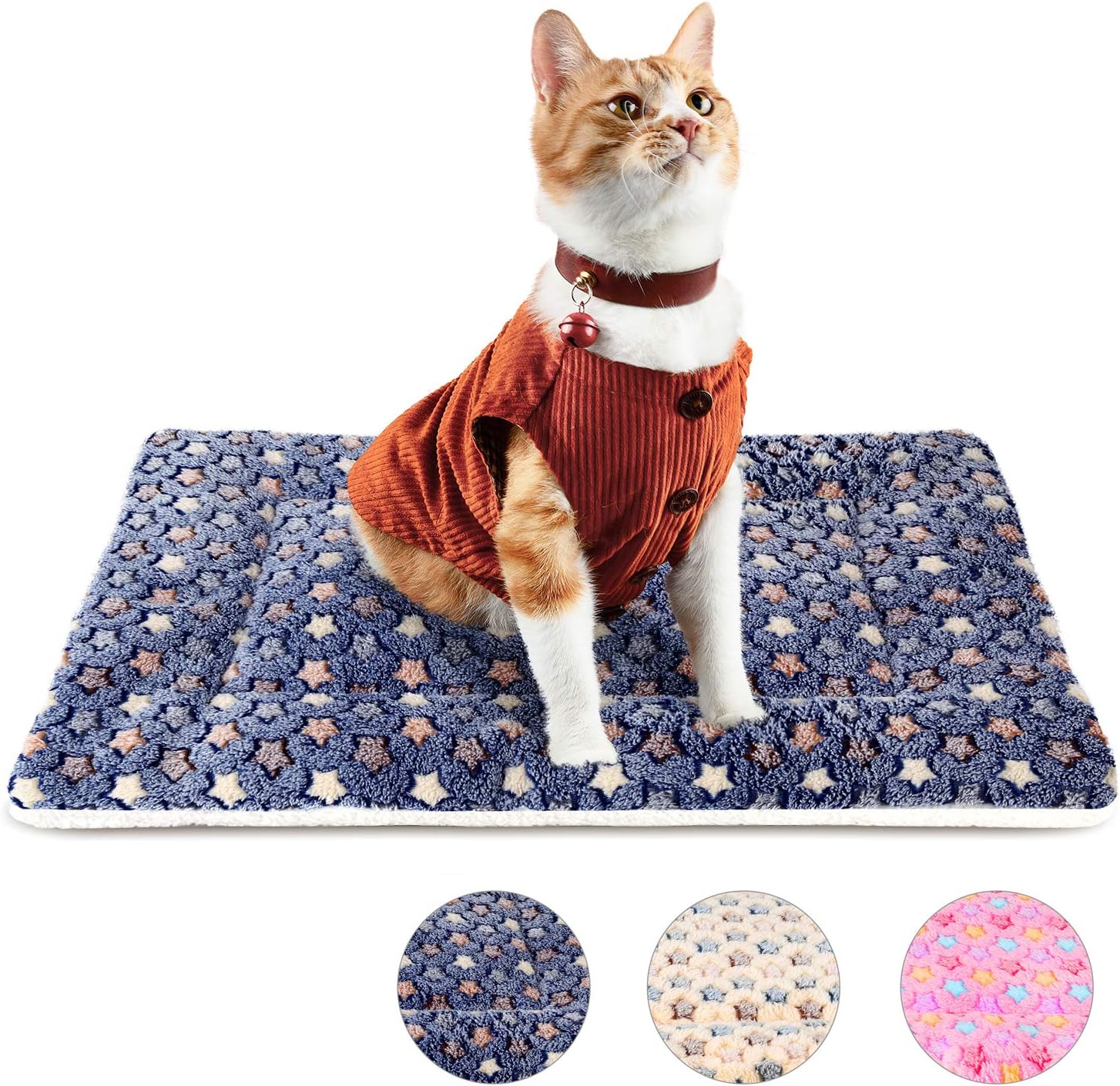 Detalle de Mora Pets Cat Bed for Indoor Cats – Washable Flat Kitten Bed 45x37 cm (Blue)