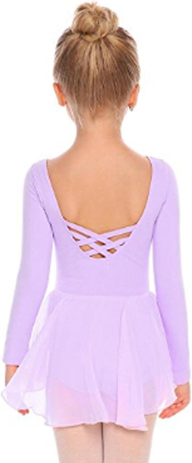 Detalle de Justaucorps de danse Beyove en coton avec dos nu et jupe tutu, manches longues (2 à 10 ans)