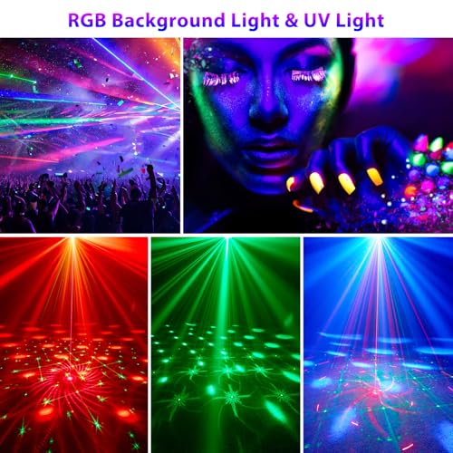 Detalle 2 de Hjh 4-in-1 Discokugel mit Motor und Licht: 64 Muster, Musikgesteuert, Fernbedienung, RGB UV Stroboskop