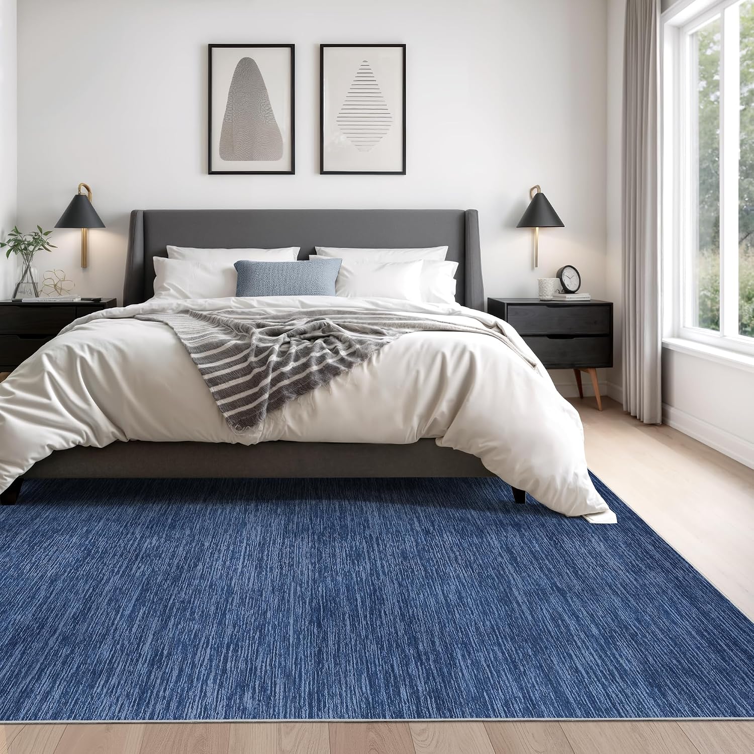 Thumbnail 3 de Valenrug Washable Rugs 6'x9' Navy area rug 🏡