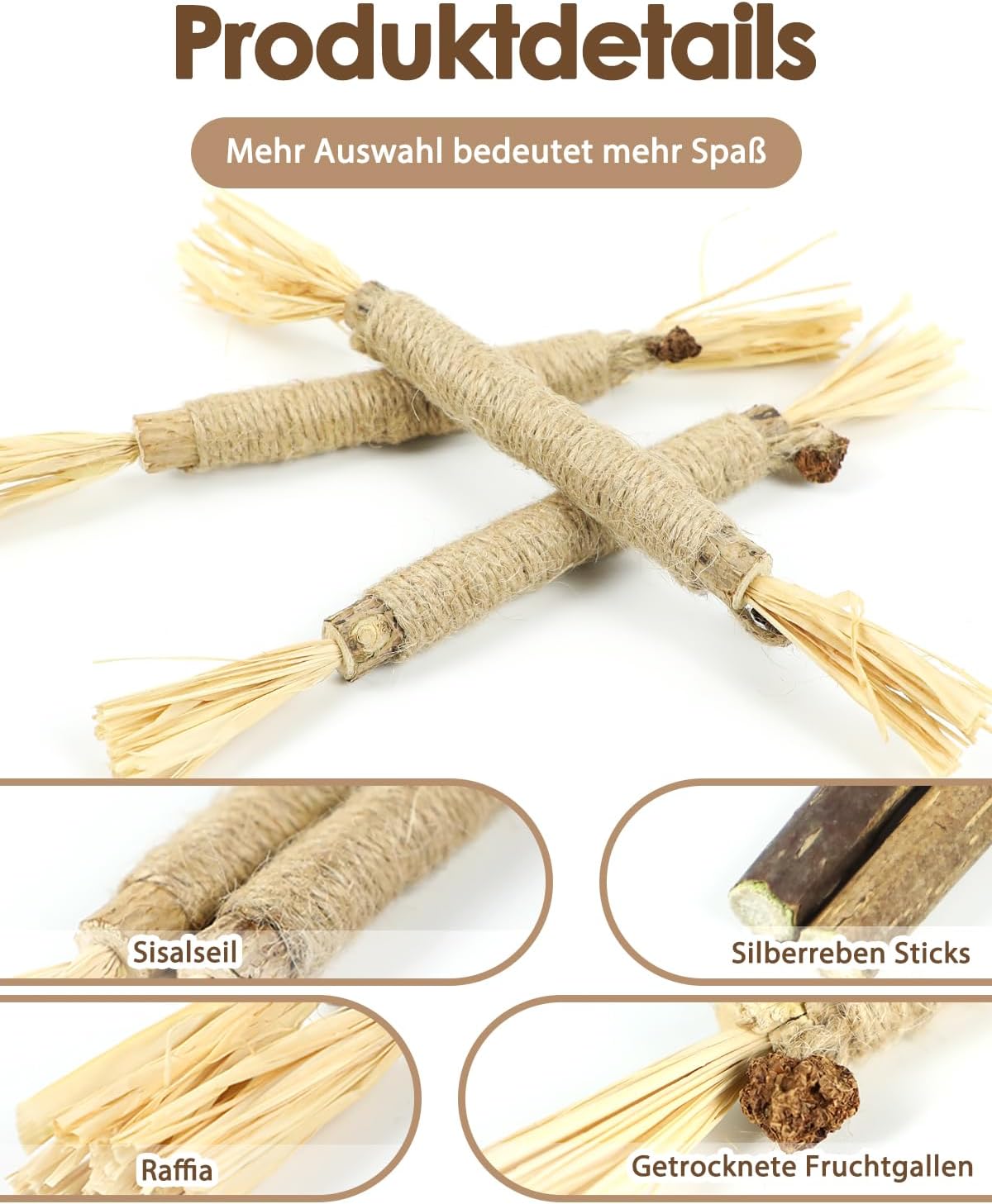 Detalle de Nepfaivy Katzenspielzeug Katzenminze Sticks – 6 Stück Silbervine-Kauspielzeug für Katzen