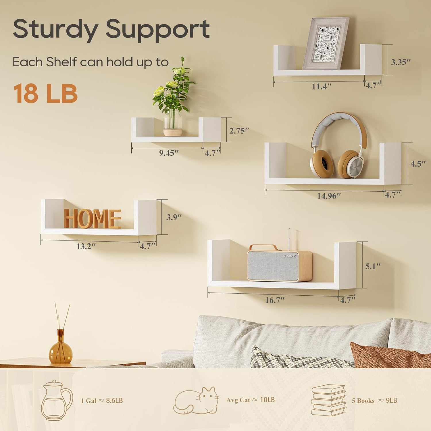 Detalle de SRIWATANA Floating Shelves, Set of 5