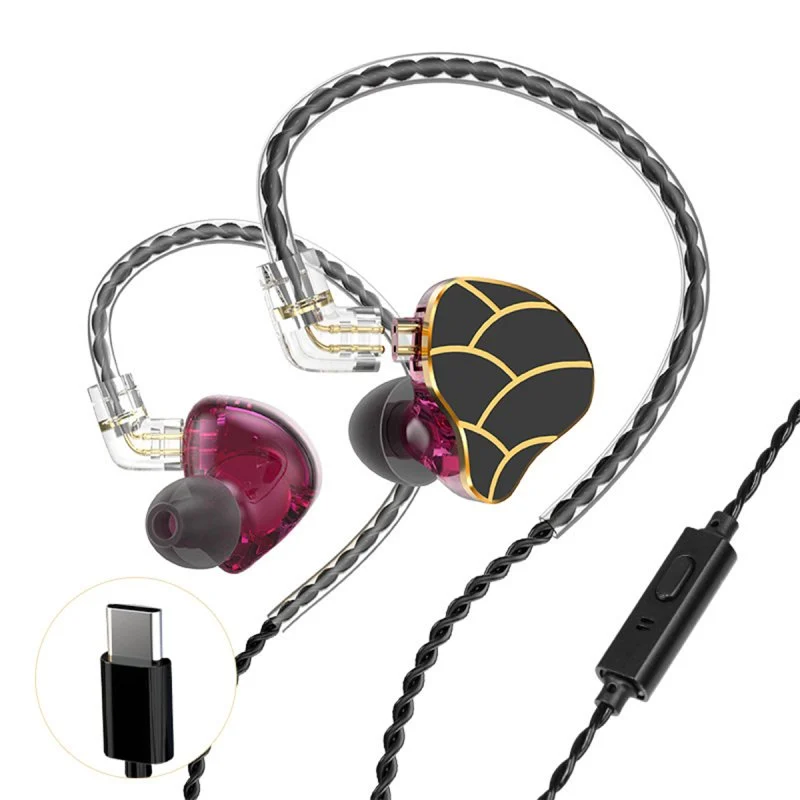 Detalle de Kinsi H818: Auriculares de Botón InEar negro/burdeos, comodidad y sonido para diario