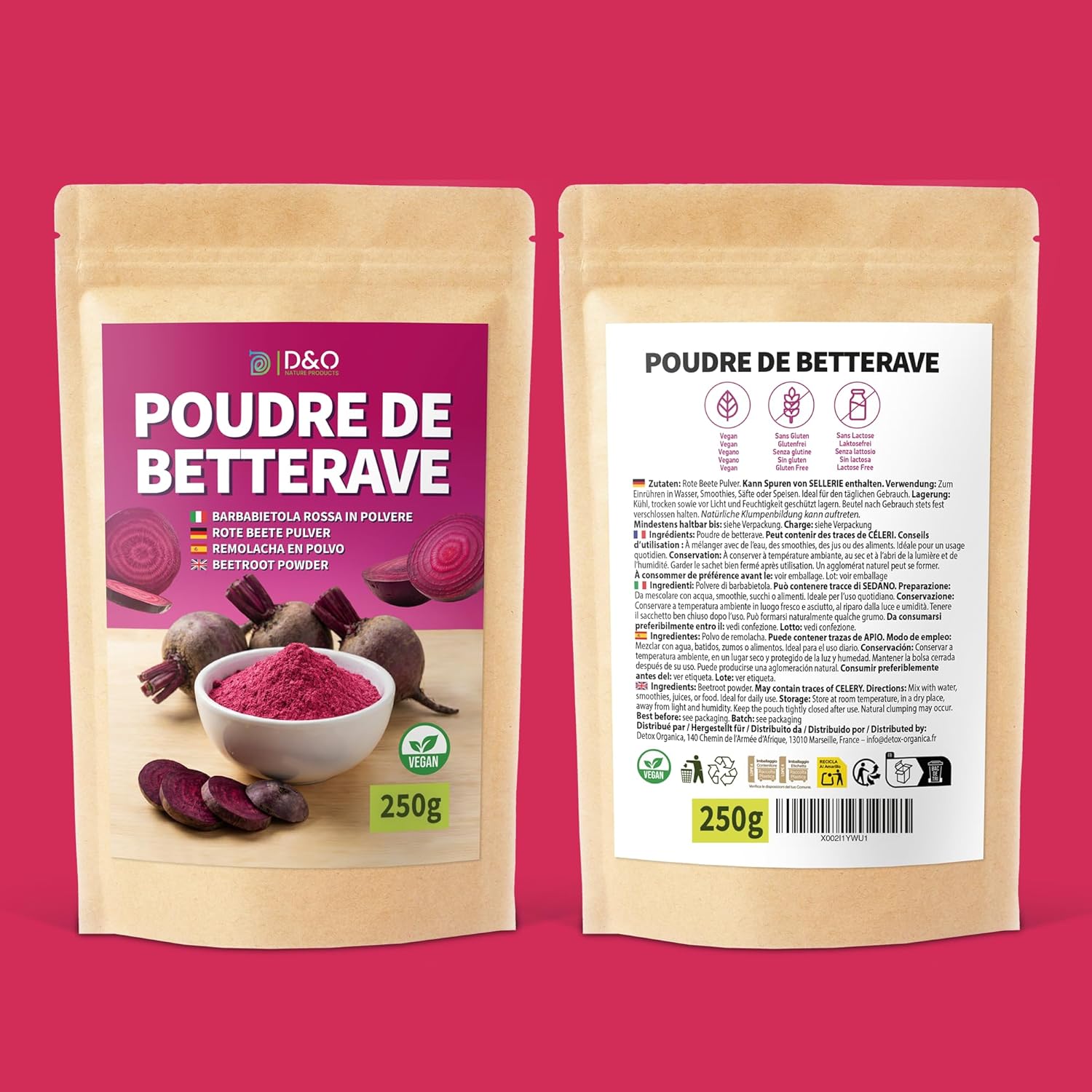 Thumbnail 5 de DETOX ORGANICA Poudre de betterave rouge 100% naturelle (250 g) – colorant alimentaire vegan, à utiliser chaud ou froid