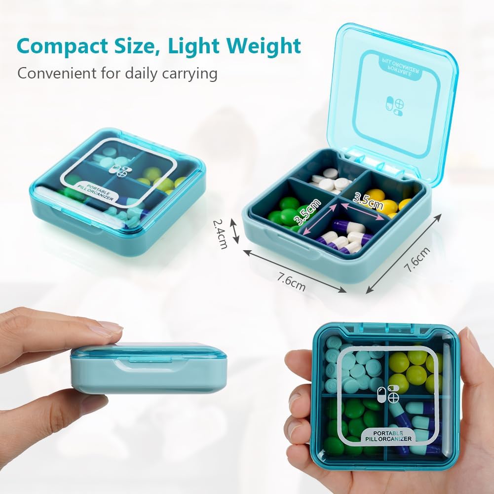 Detalle de ACWOO Portapillole piccolo 7 giorni con 4 scomparti, senza BPA (blu)