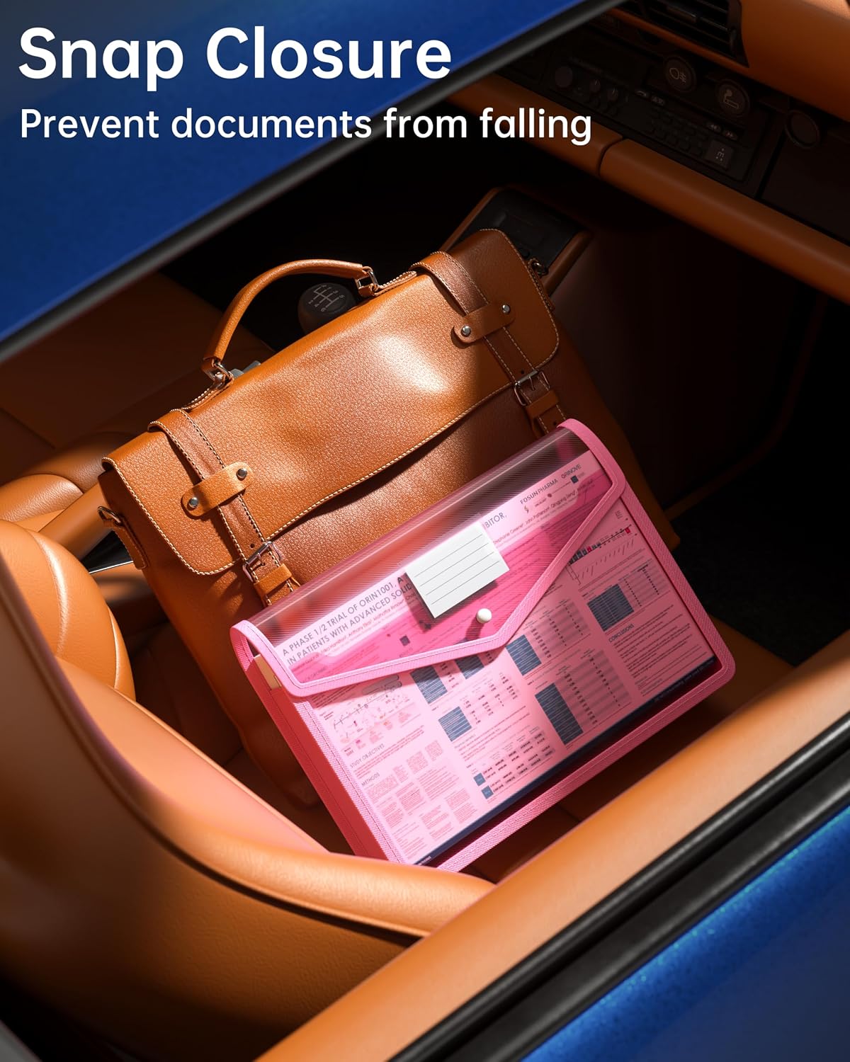 Detalle de XingDuing 2-Pack Pink Expanding File Folders, Clear and Letter/A4 Size