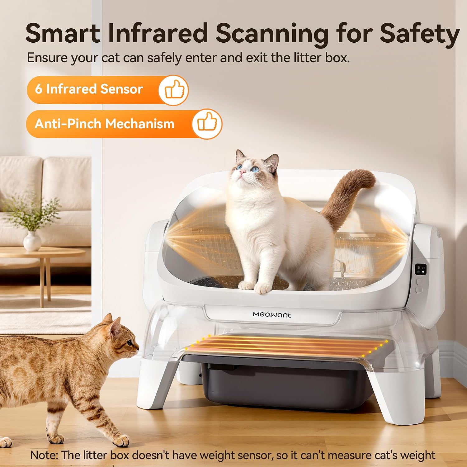 Detalle de Meowant MW-SC10 Extra-Large Automatic Litter Box with Infrared Scanning and App Control