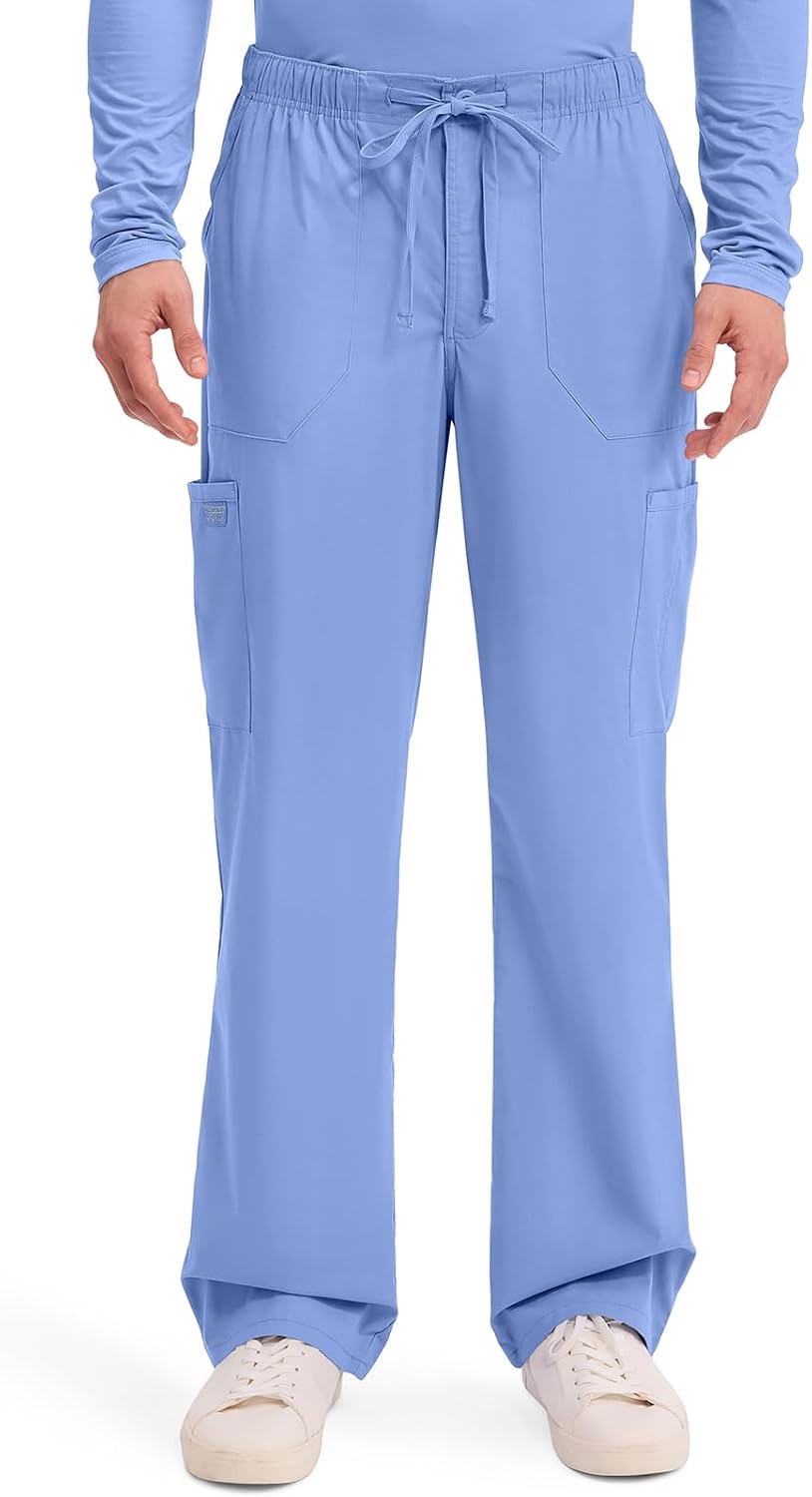 Detalle de Cherokee WW190 Men's Tapered-Leg Cargo Scrub Pants, 2-Way Stretch, 5 Pockets