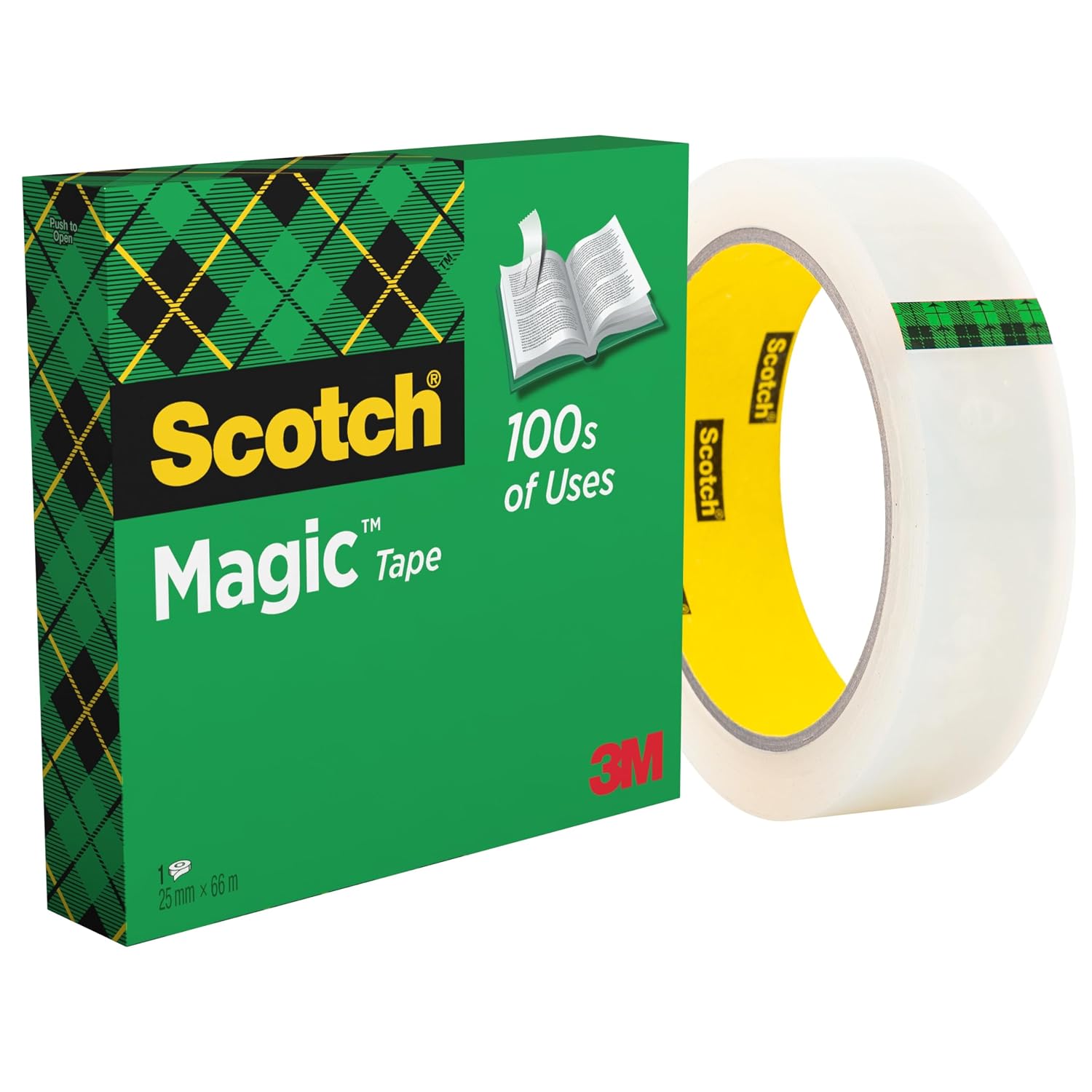 Scotch Ruban Magic - Rouleau 25 mm x 66 m, ruban adhésif invisible et durable pour papier