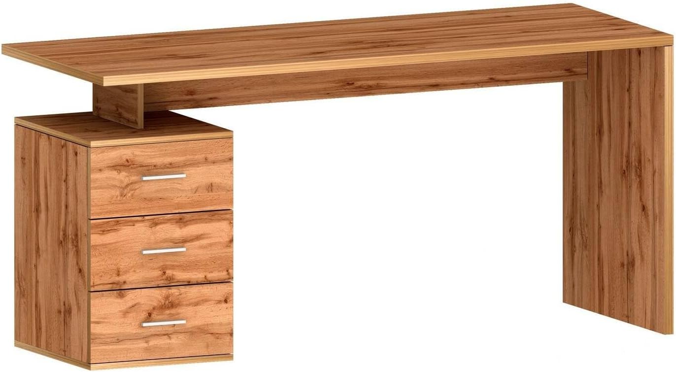 Detalle de Dmora Scrivania Siro: Scrittoio lineare 160x60 cm in Rovere, versatile e salvaspazio