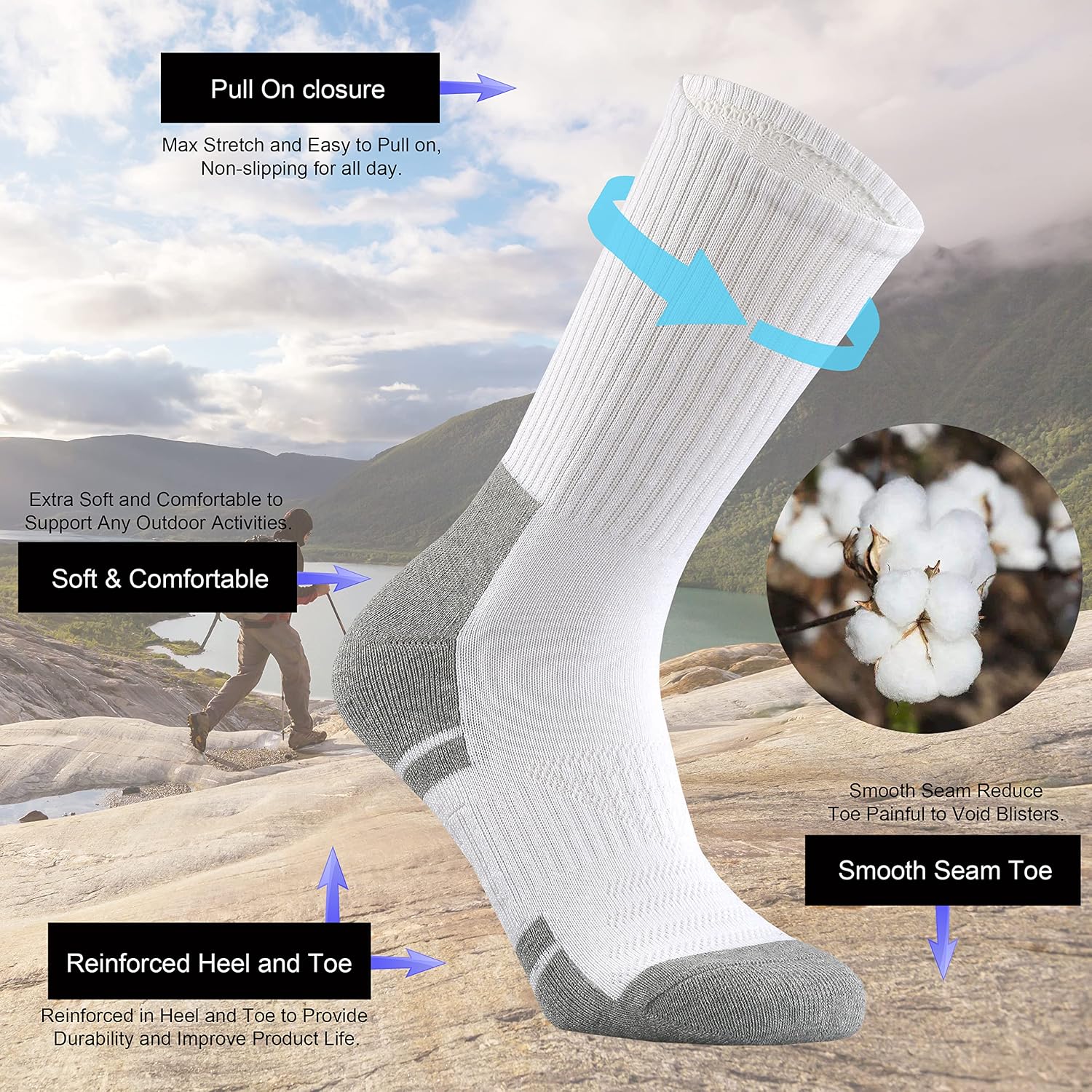 Thumbnail 2 de Ortis Men’s Cotton Cushion Crew Socks (Moisture Wicking, Breathable, Thick Warm)