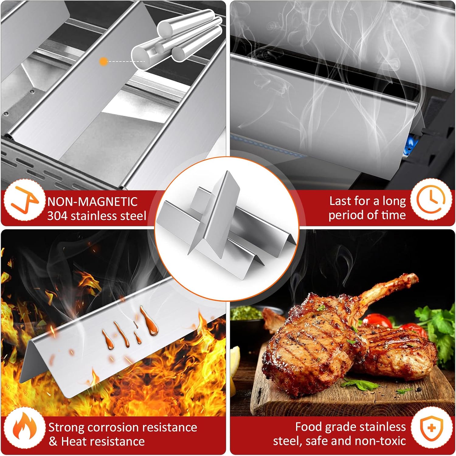 Detalle 2 de Coisien 7635 Flavorizer-värmeplatta i rostfritt stål för Weber Spirit 200