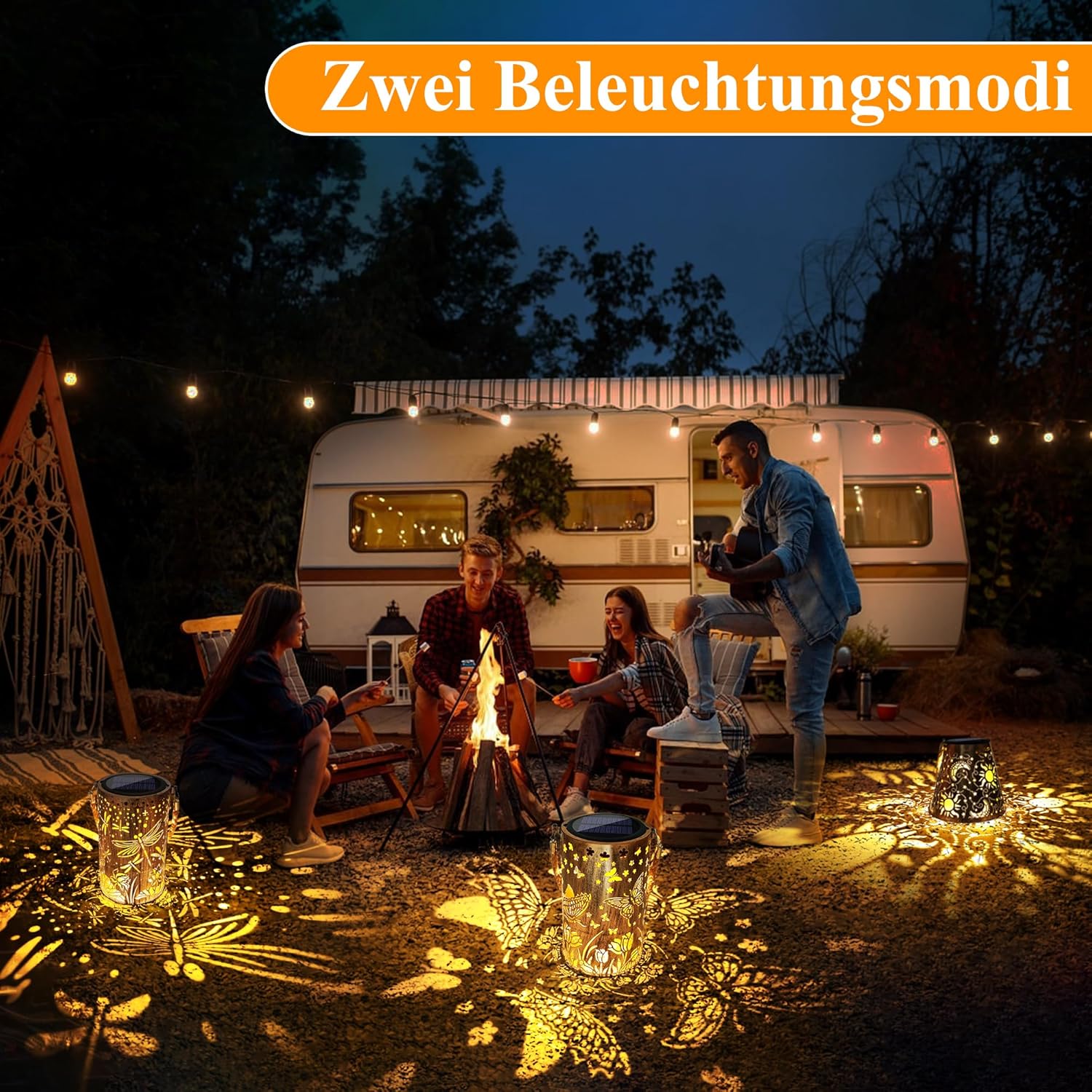 Thumbnail 1 de Qedertek Solarlampen für Außen Garten (2er-Set) mit LED Schmetterling-Motiv, IP65