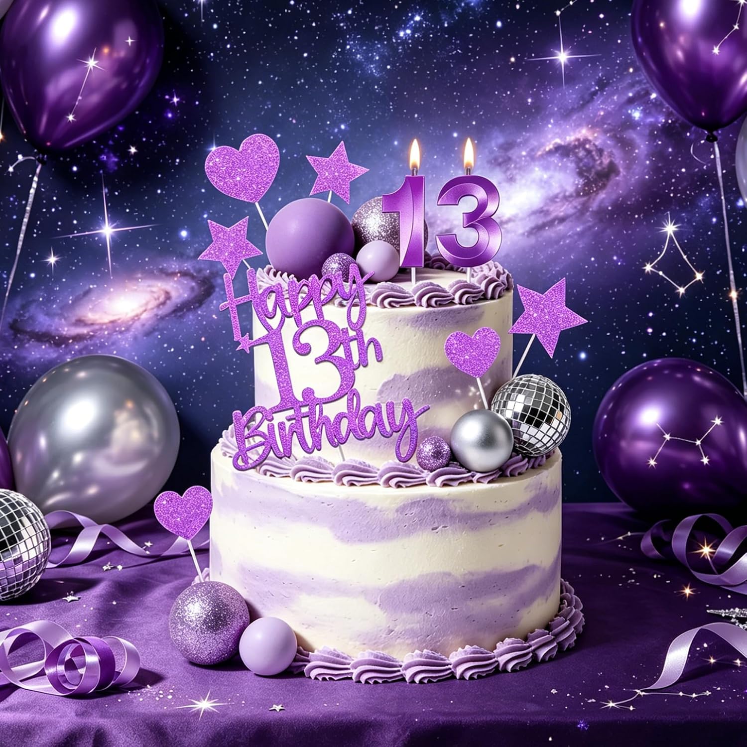 Thumbnail 6 de 13th Birthday Cake Decorations, Purple