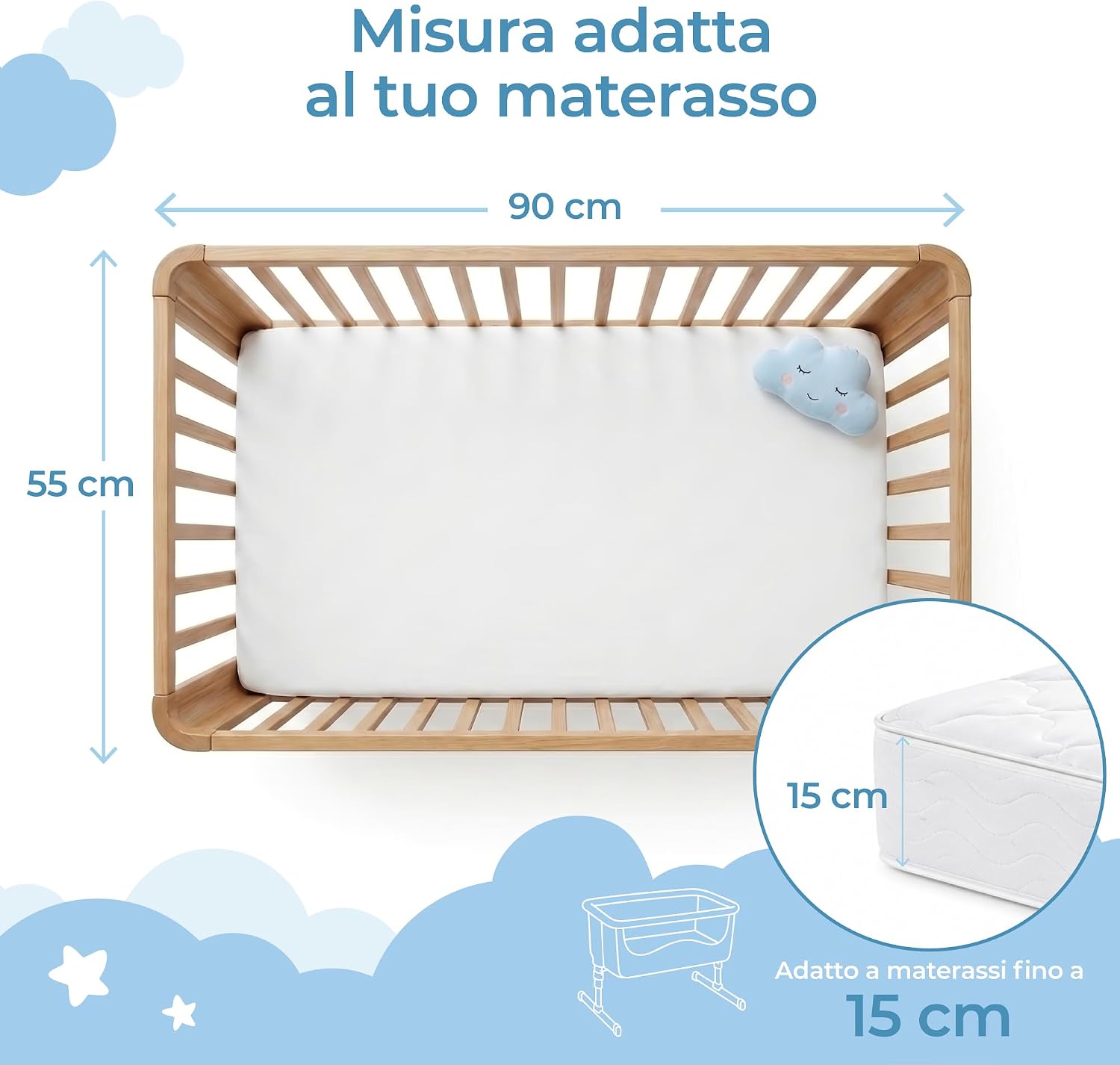 Thumbnail 1 de Coprimaterasso Lettino 55x90 Impermeabile e Traspirante – Lavabile e Certificato Oeko-Tex