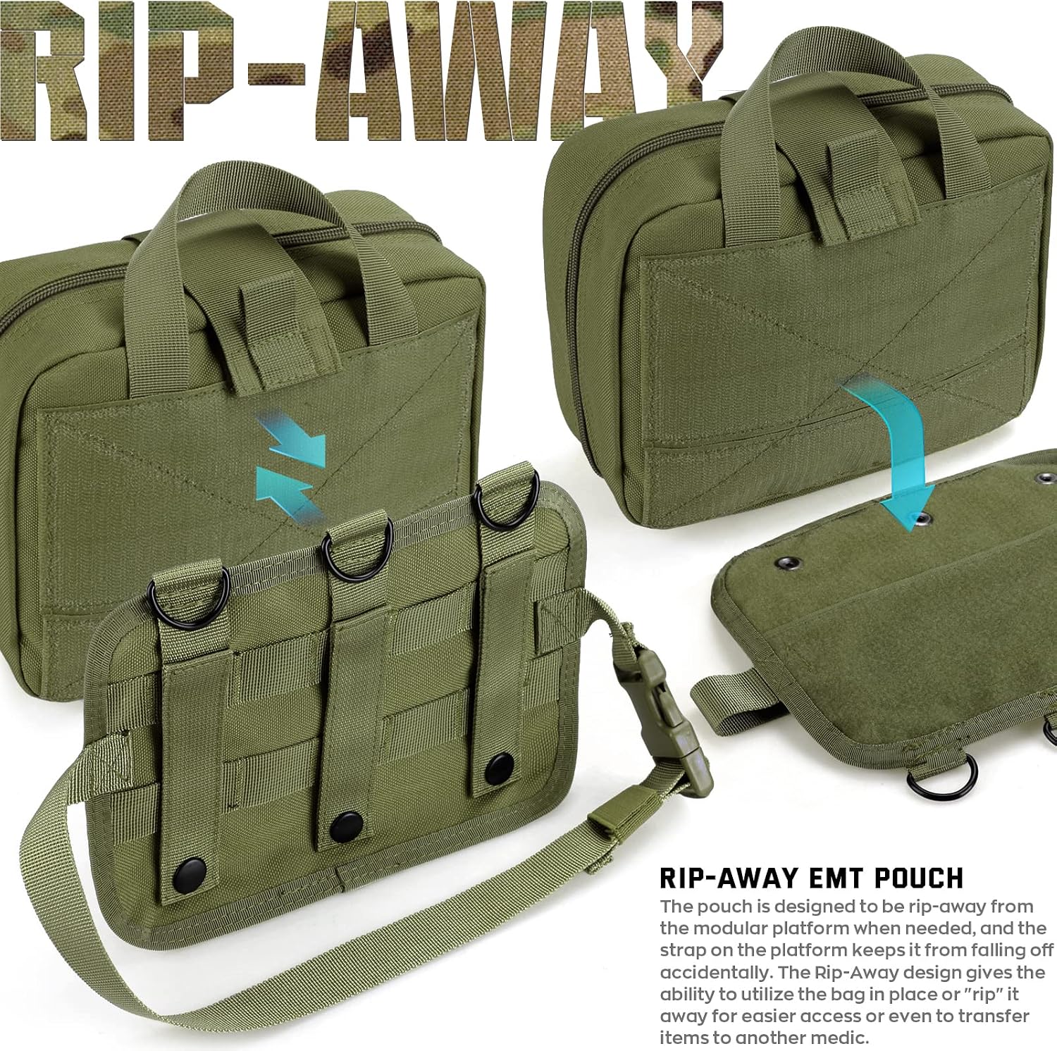 Detalle de LIVANS Tactical Molle メディカルポーチ 空ポーチ・クイックリリース・ヘッドレスト取付対応