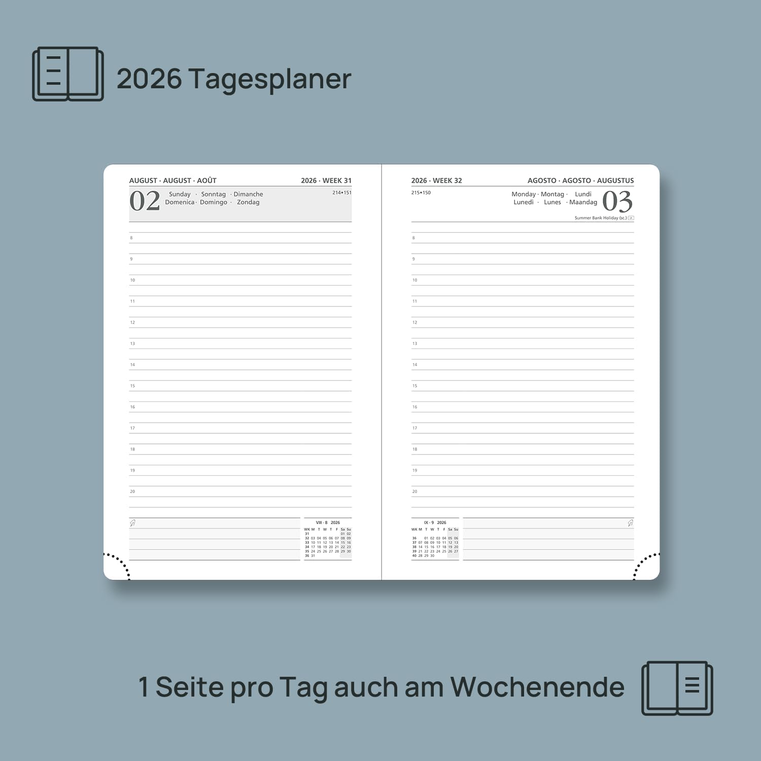 Thumbnail 1 de POPRUN Tagesplaner 21,5 x 14,5 cm 📆