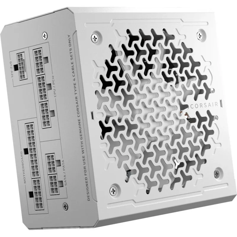 Detalle de Corsair RM750e 750W fuente ATX 3.1 modular blanca 🖥