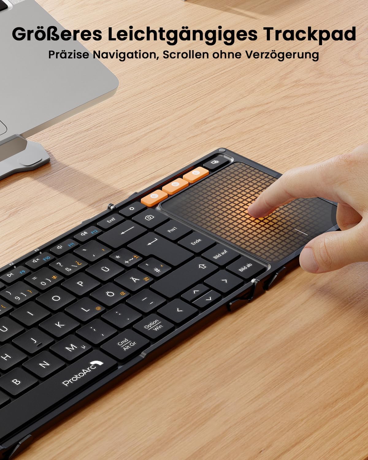 Detalle de ProtoArc XK01 TP Bluetooth Tastatur mit Trackpad