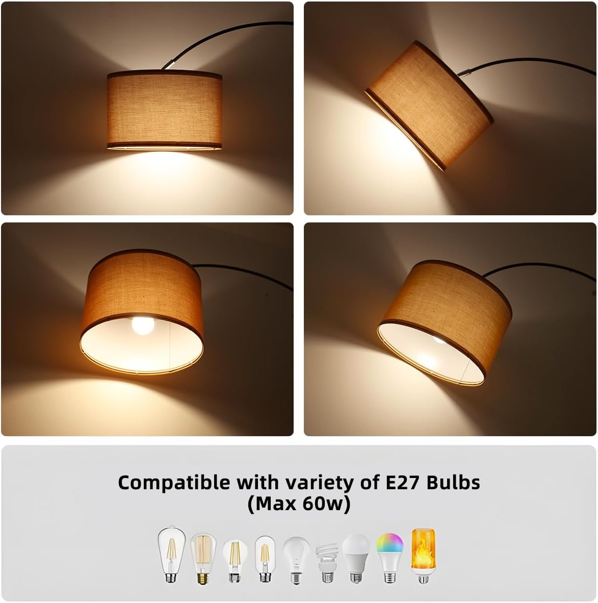 Detalle 2 de ANTNELICHT LUNA Lampada da Terra ad Arco Vintage – Illuminazione dallo stile nordico per soggiorno e camera