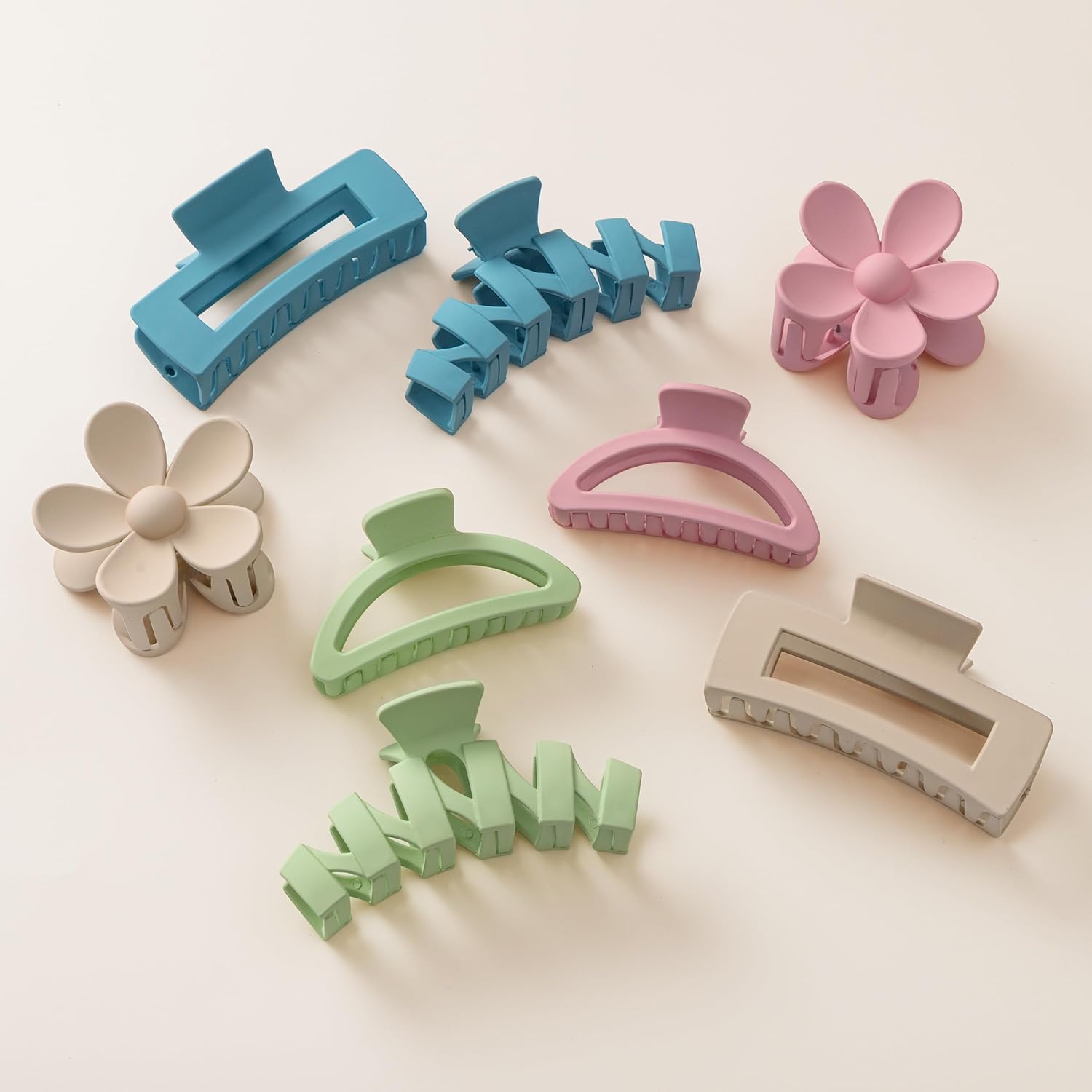 Detalle de HBselect 8er-Set Haarklammern mit Greifclips (Blume/ Kralle) – rutschfeste Haarspangen für dickes Haar
