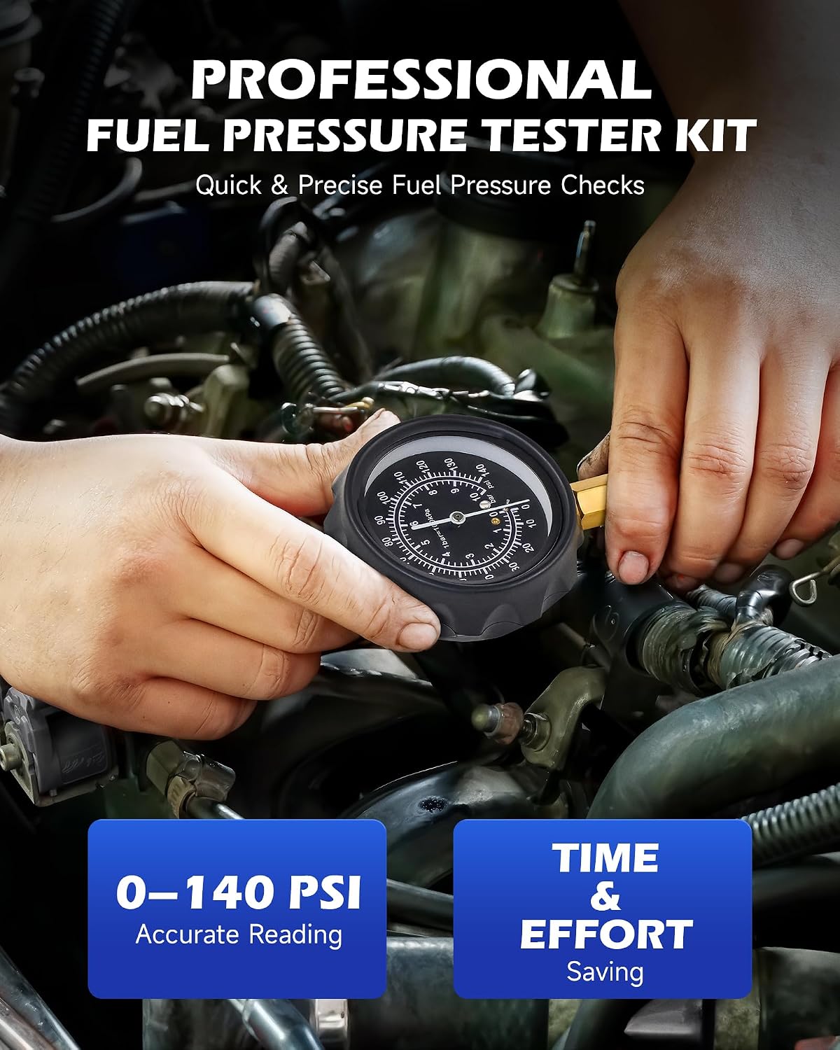 Detalle de Orion Motor Tech FBA-MFK2022FS Fuel Injection Pressure Tester, 140 PSI