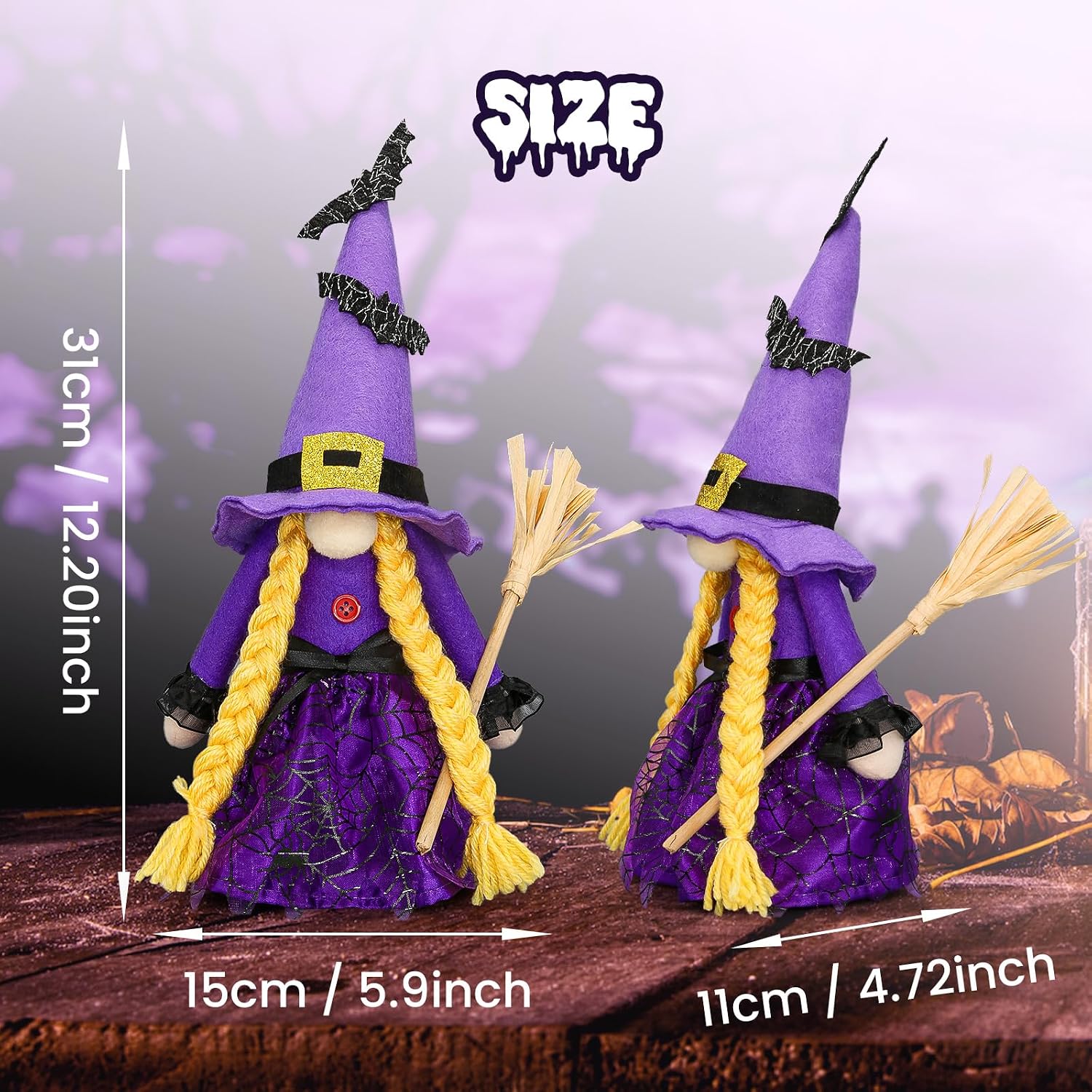 Detalle de Lovinland Halloween Gnome Decor, Purple