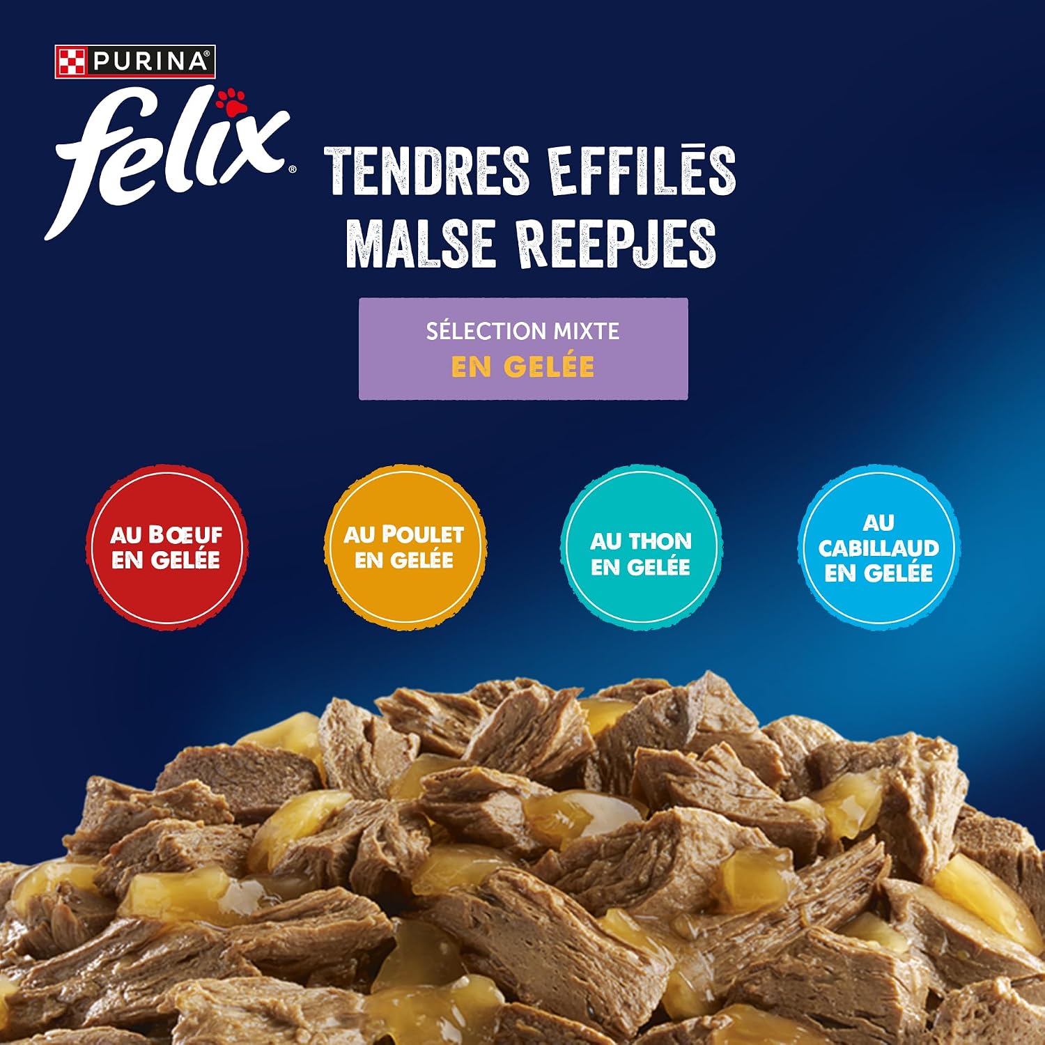 Detalle 2 de FELIX Tendres Effilés en gelée 80x85g 🐱